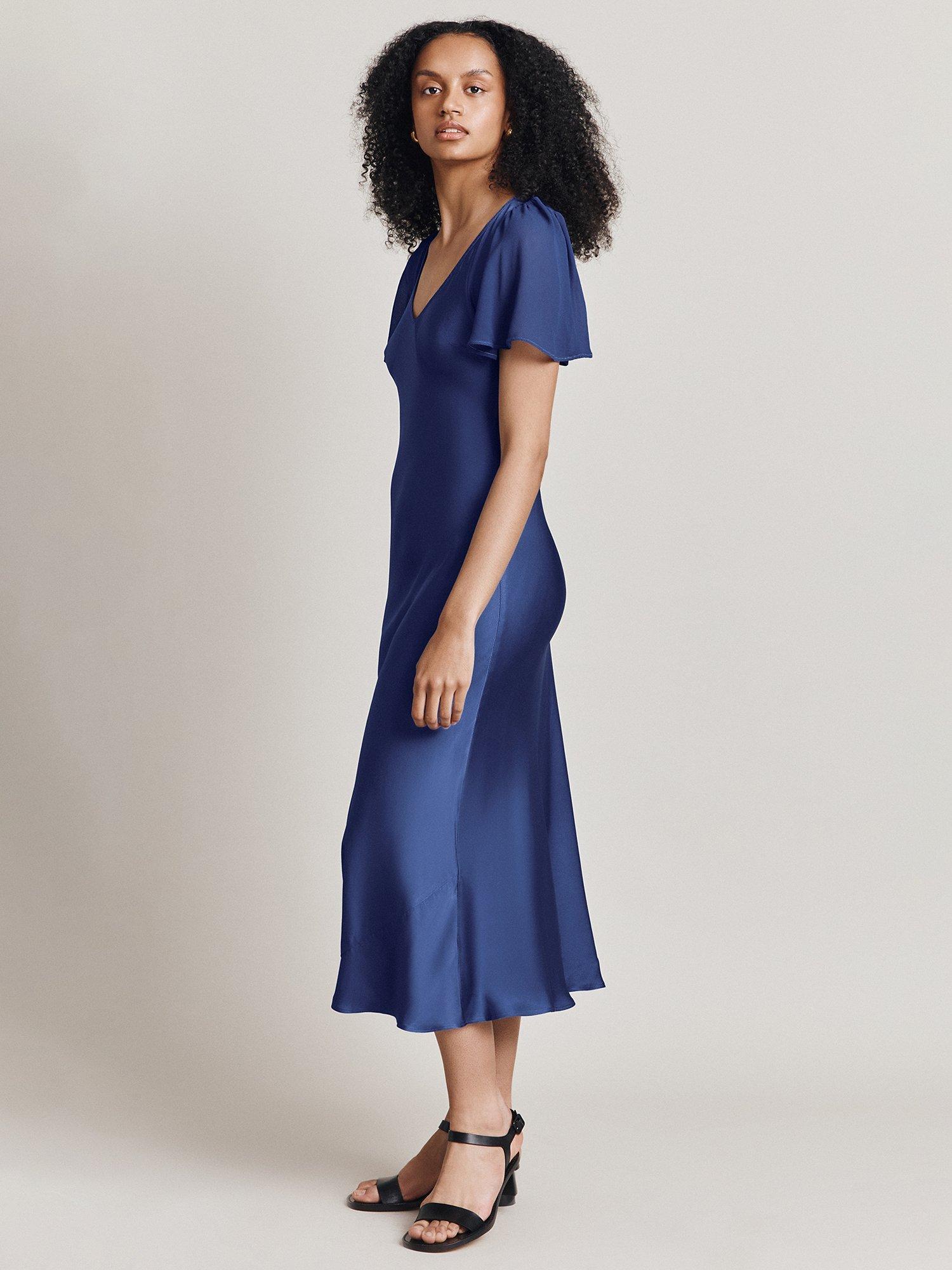 Ghost Jennifer Plain Satin Midi Dress