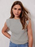 Mint Velvet Extended Shoulder Stripe T-Shirt, Multi