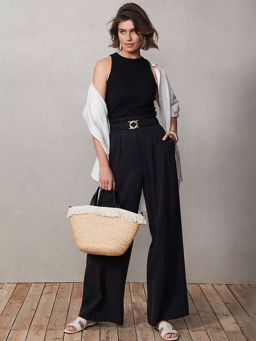 Black belted paperbag trousers shop