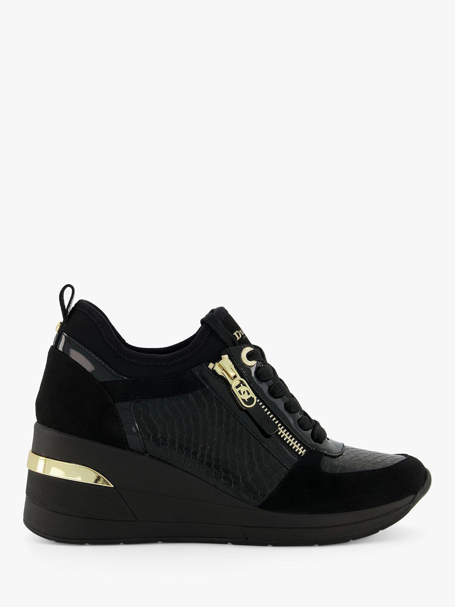 Dune London Eilin Leather Wedge Heel Trainers