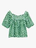 Whistles Kids' Smooth Leopard Trapeze Top, Green/Multi