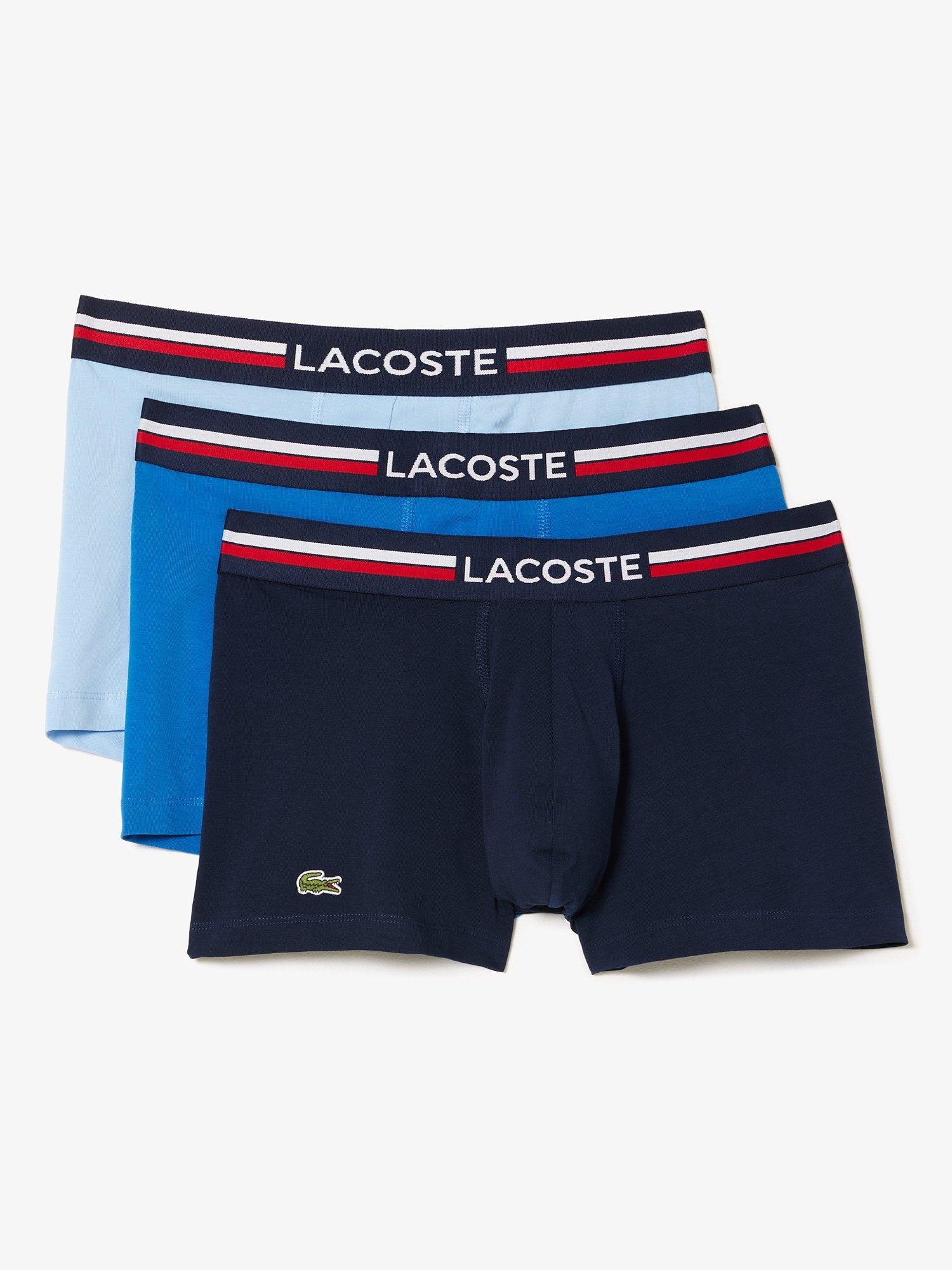 Lacoste Cotton Stretch Trunks, Pack of 3, Blue/Multi