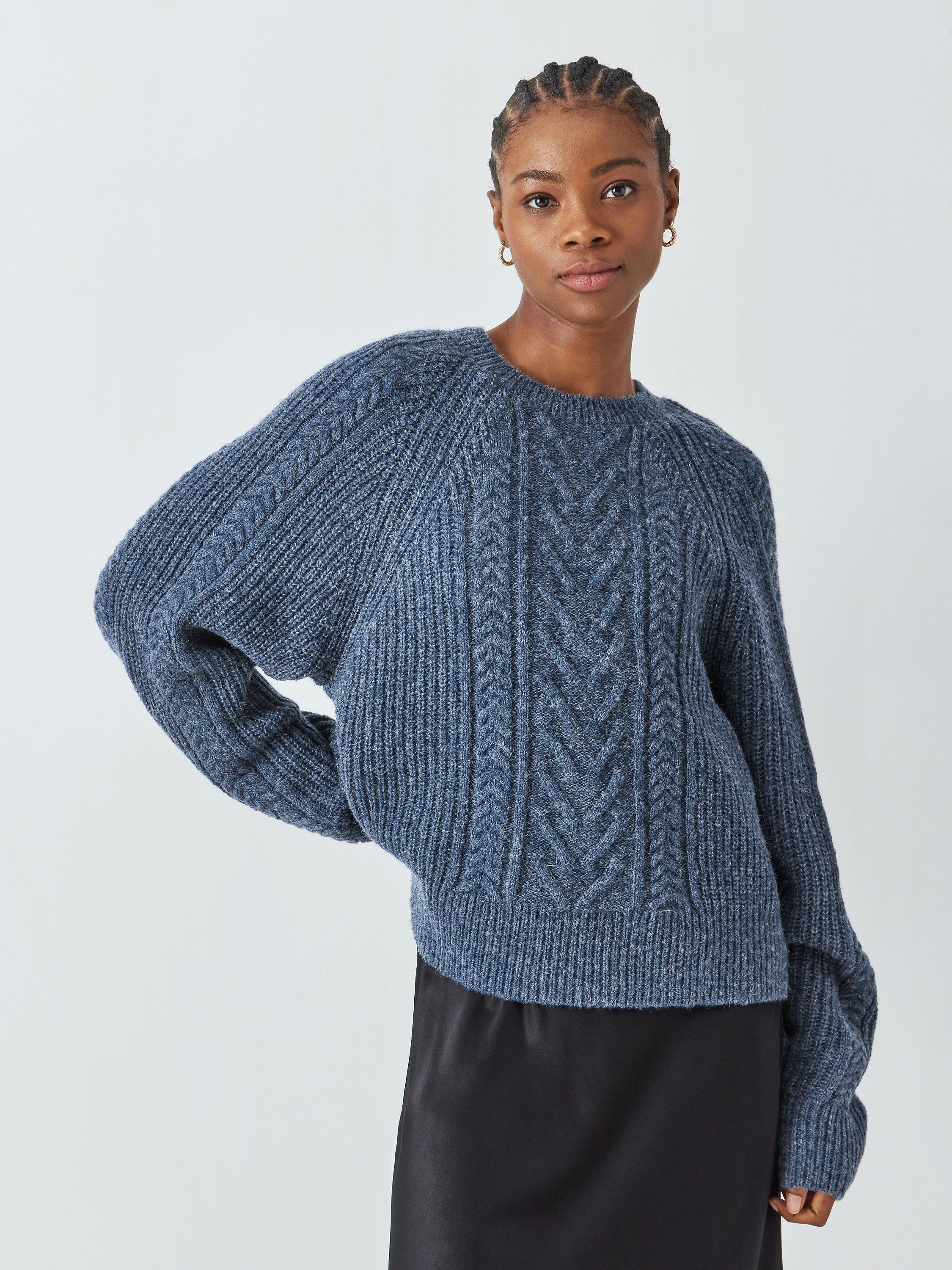AND/OR Joelle Cable Knit Jumper, Denim Blue