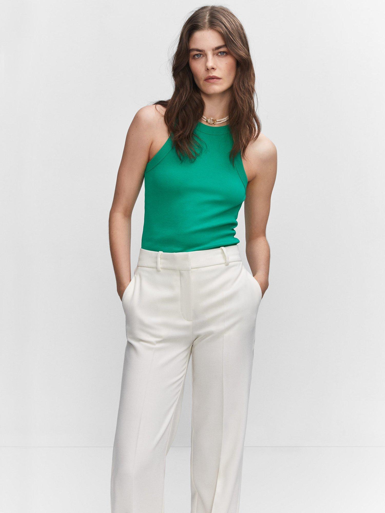 Mango Boni Sleeveless Top, Green