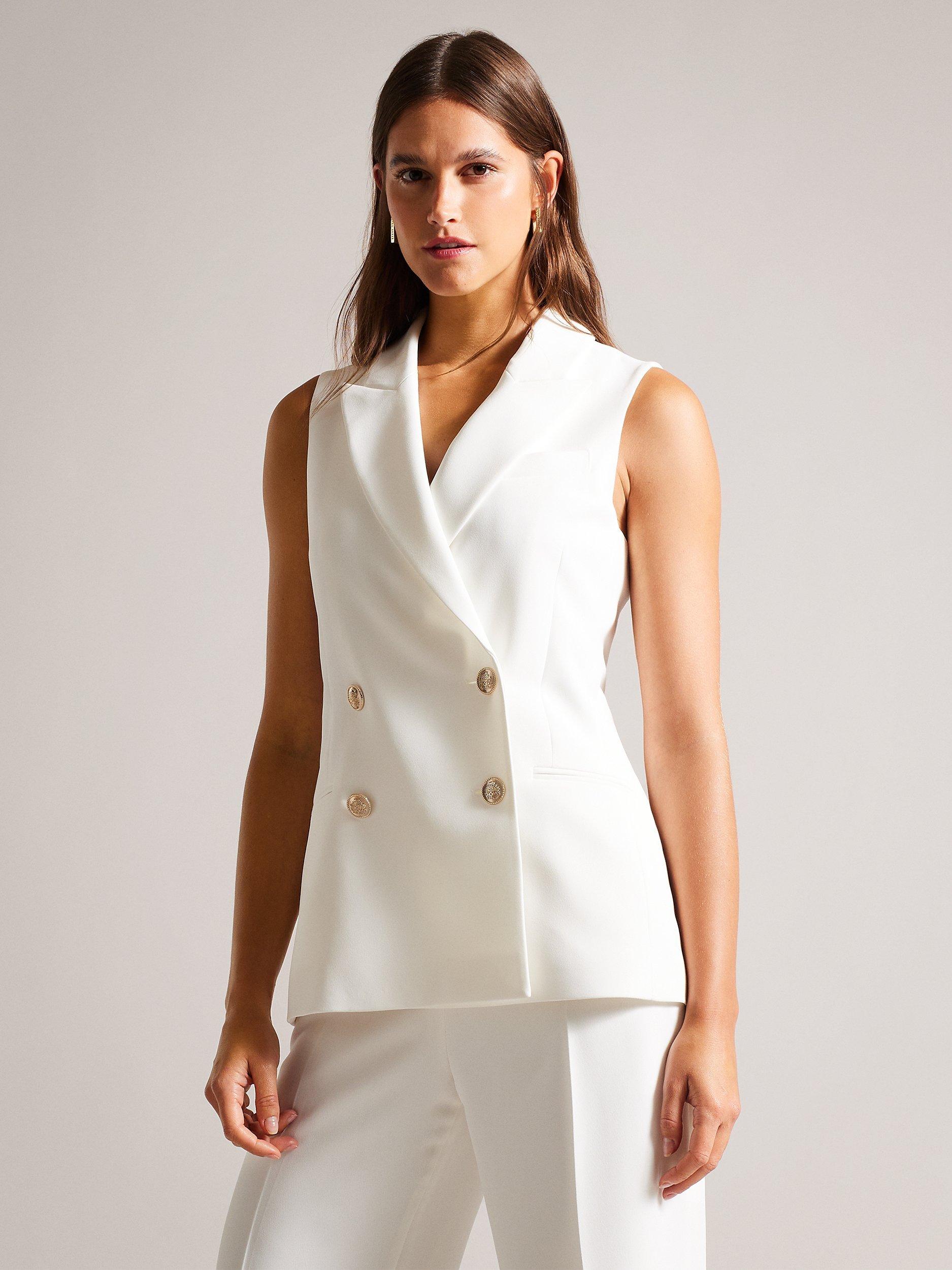 Ted Baker LLaylaj Double Breasted Sleeveless Blazer, White