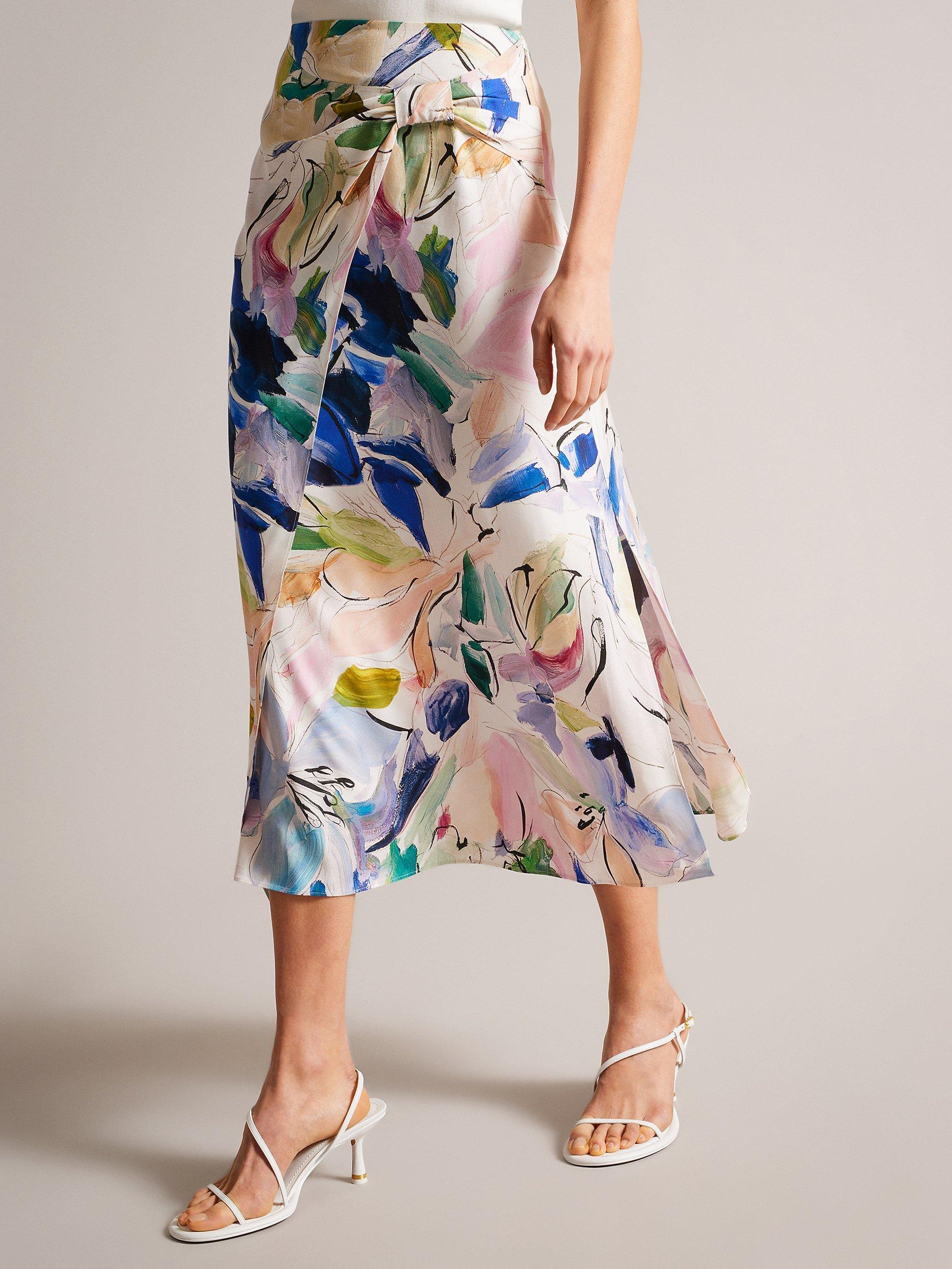 Ted Baker Salleey Asymmetric Twist Slip Skirt, Multi