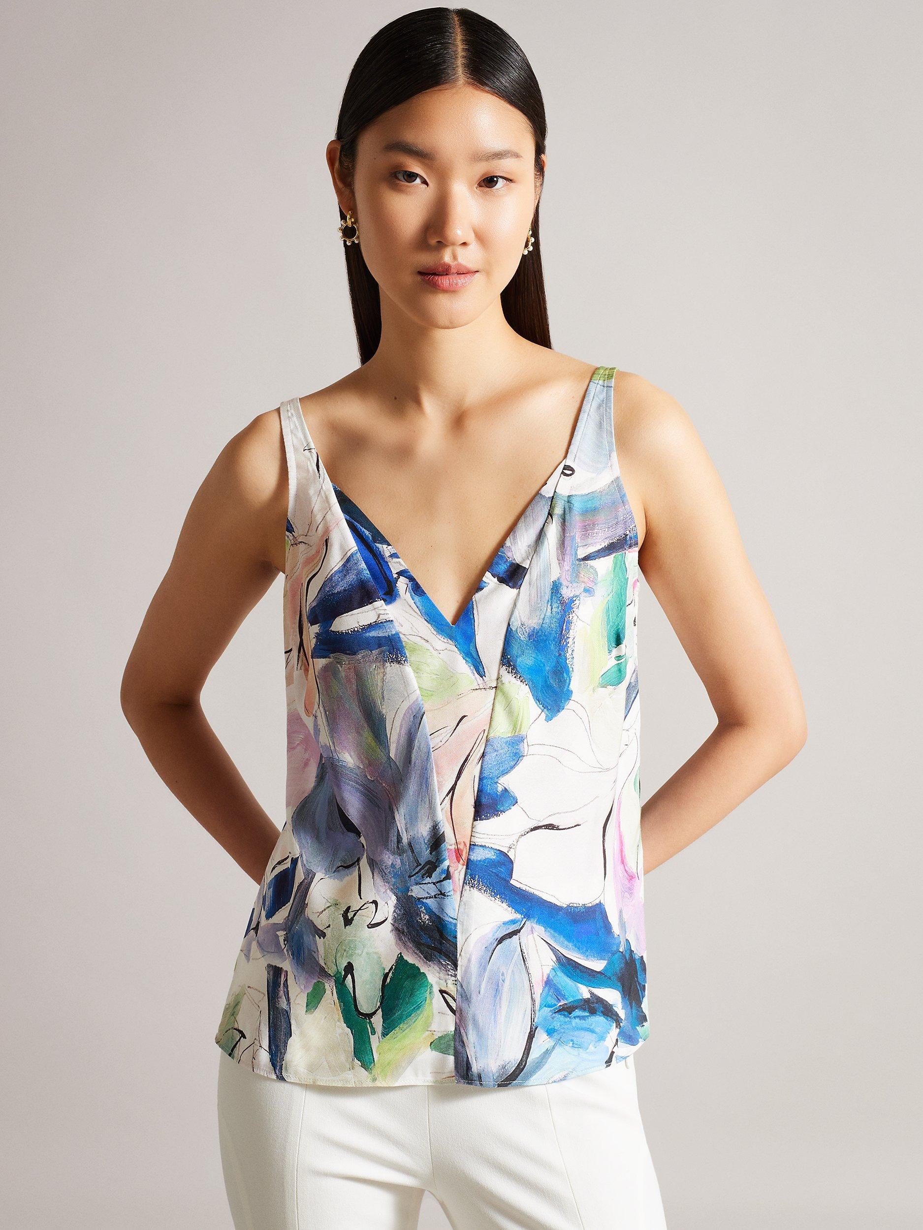 Ted Baker Hariyat V-Neck Cami Top, White/Multi
