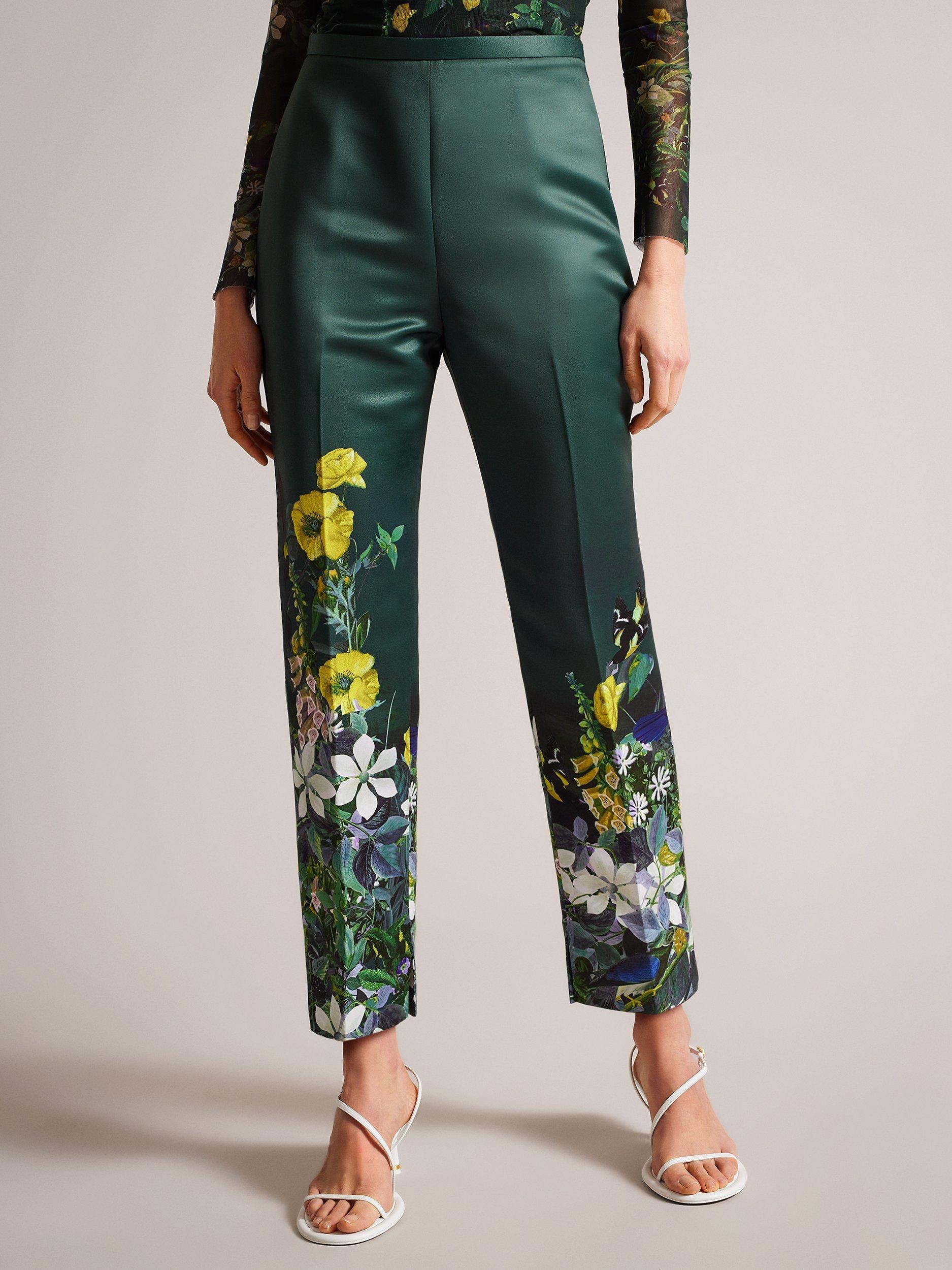 Ted Baker Aikaat Printed Narrow Peg Trousers, Dark Green/Multi