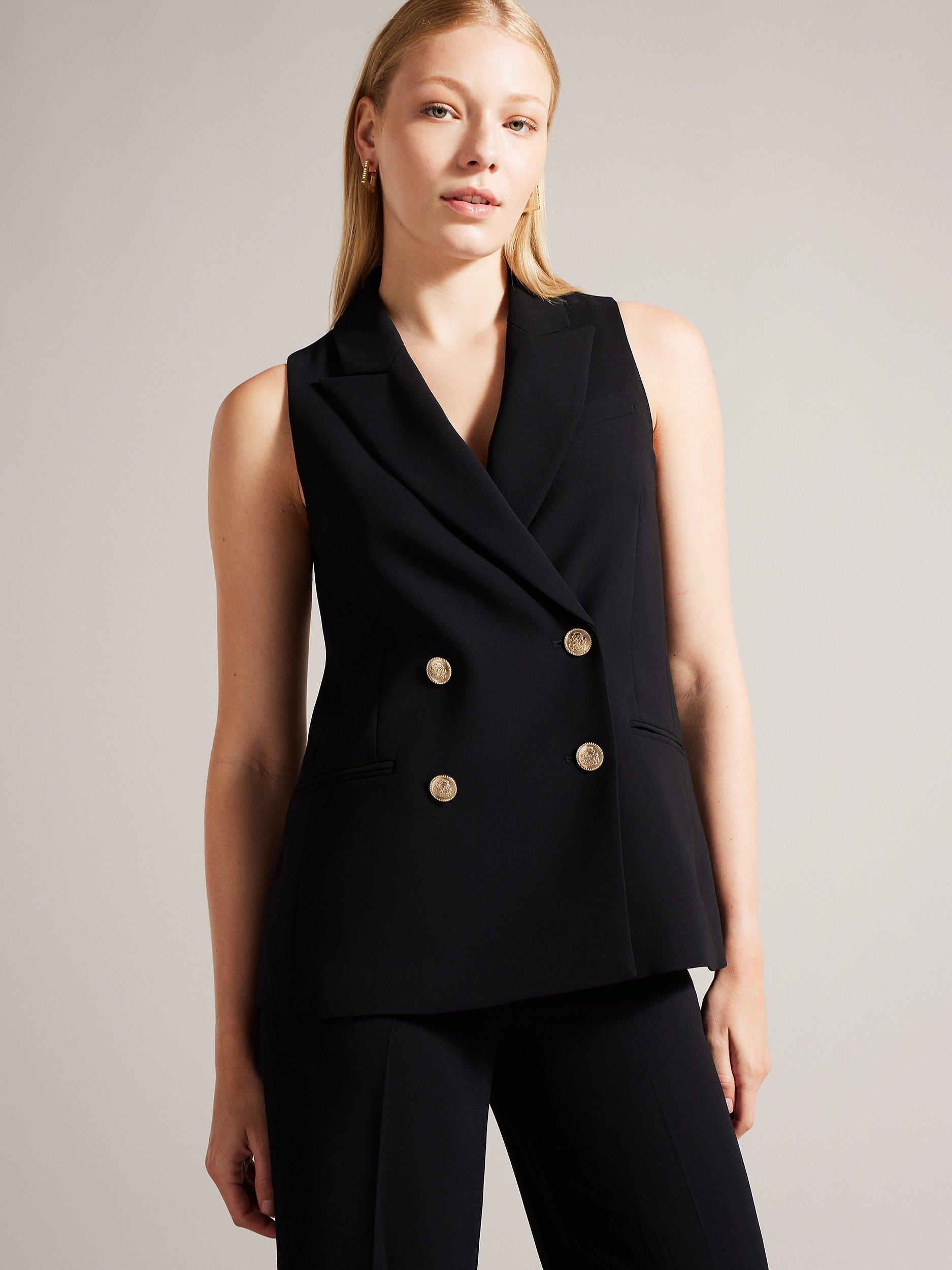 Ted Baker LLaylaj Double Breasted Sleeveless Blazer, Black
