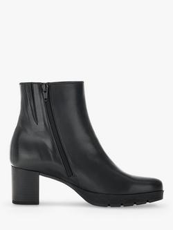 Gabor Essential Wide Fit Leather Ankle Boots, Black, 
