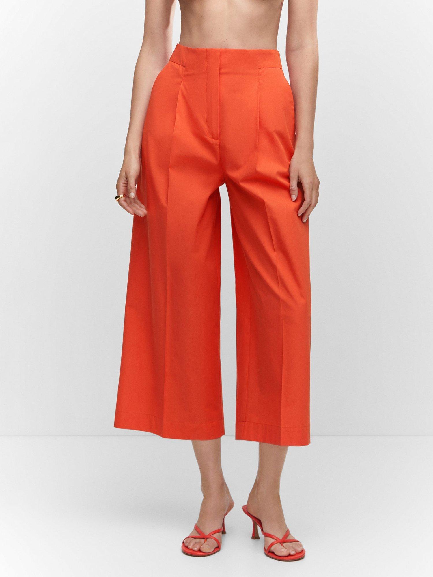 Mango Pope Plain Tailored Trousers, Orange