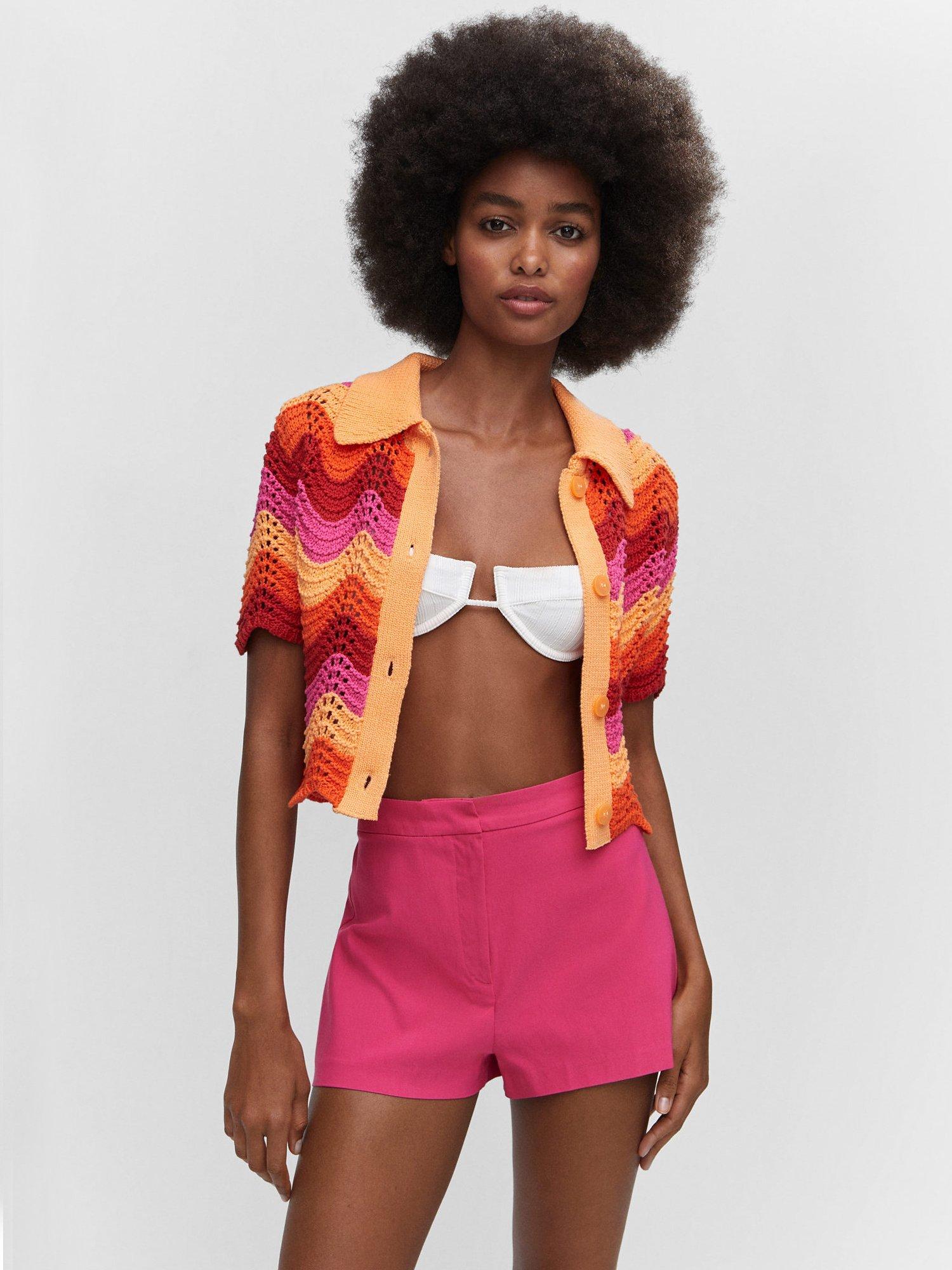 Mango Ben Plain Tailored Shorts, Bright Pink