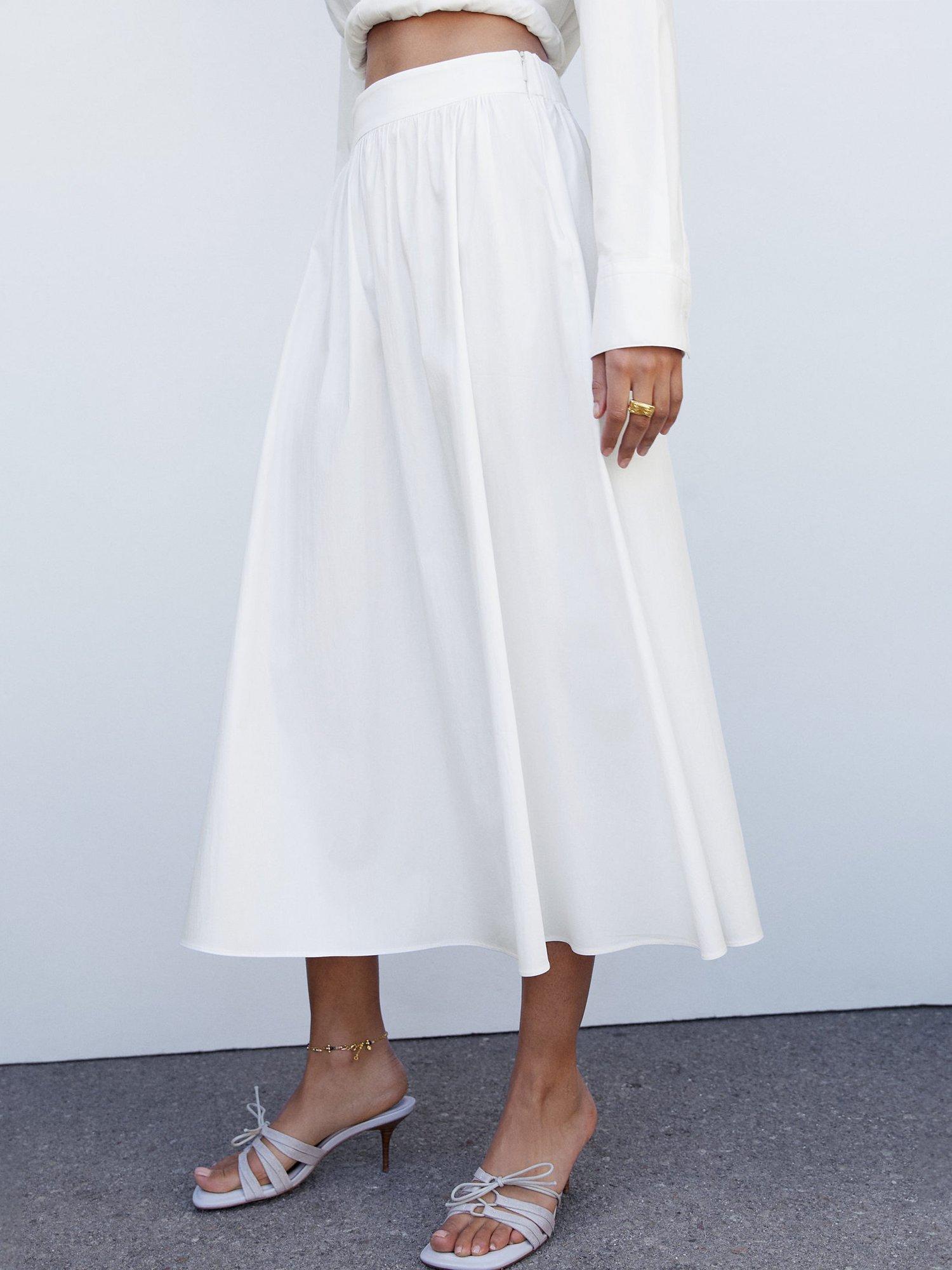 Mango Creta Organic Cotton A Line Midi Skirt