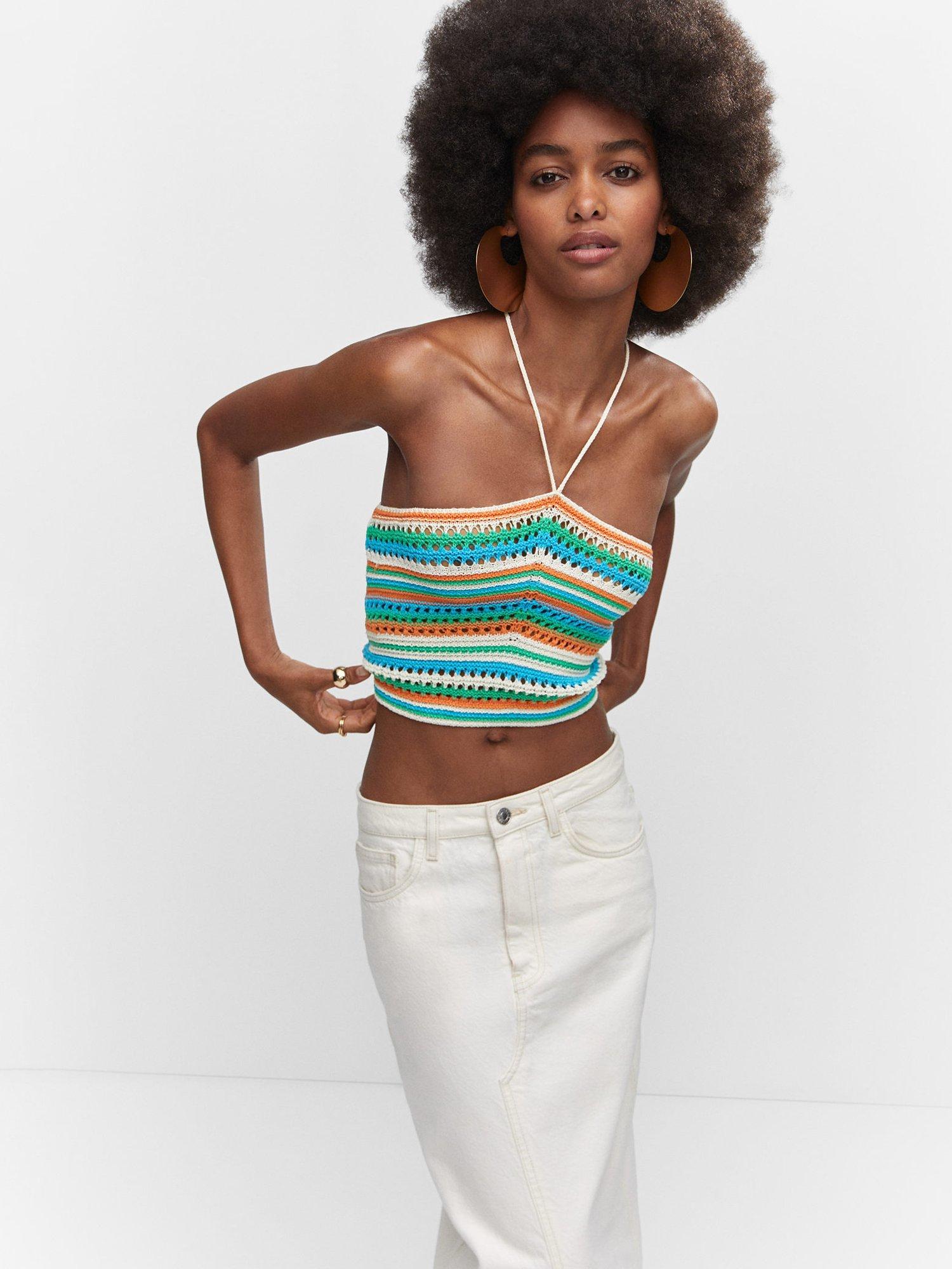 Mango Beauvoir Stripe Knit Top, Green