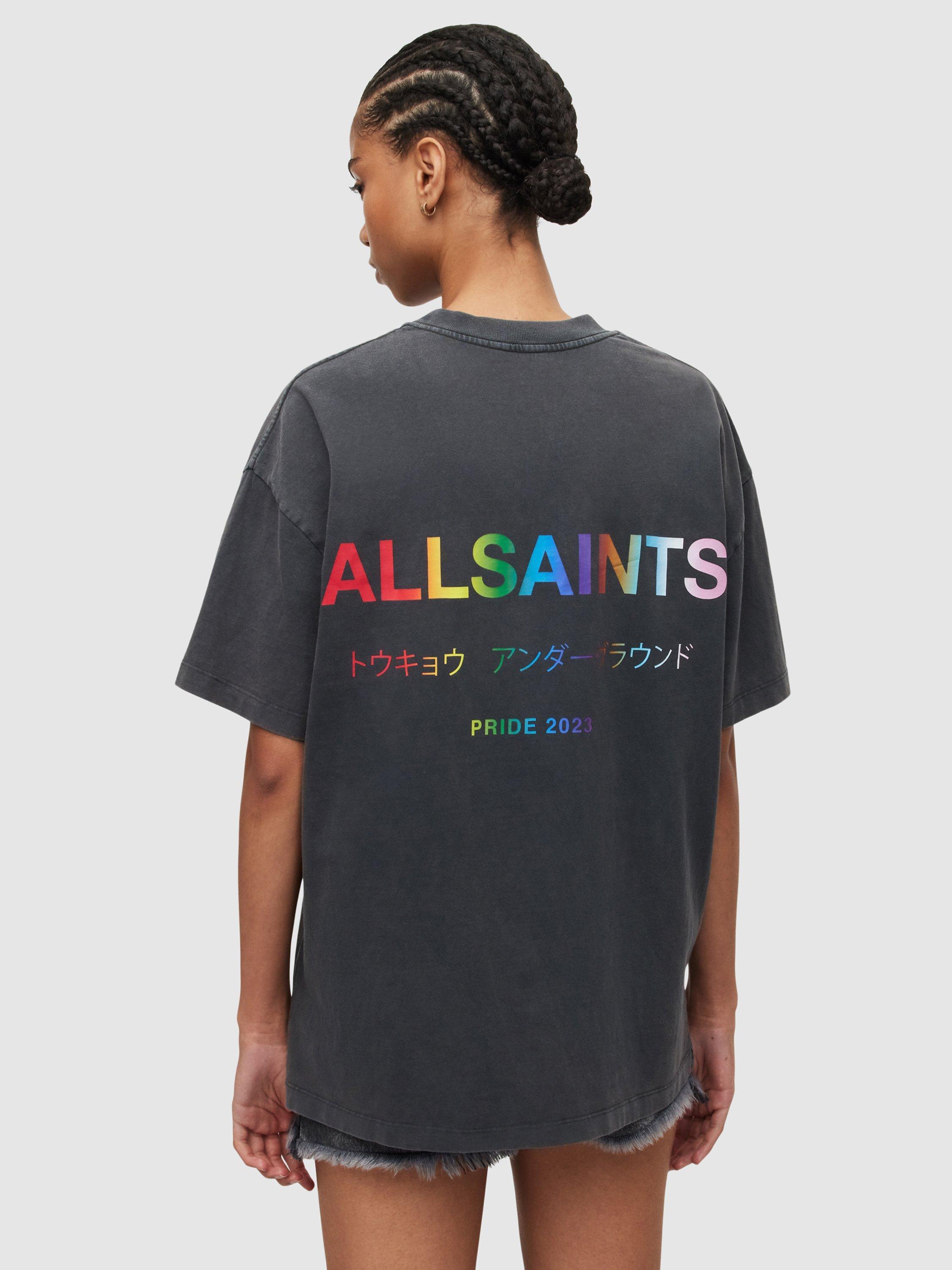Product image 11 of 11, which shows AllSaints Underground Pride Crew Neck T-Shirt, Washed Black, L
