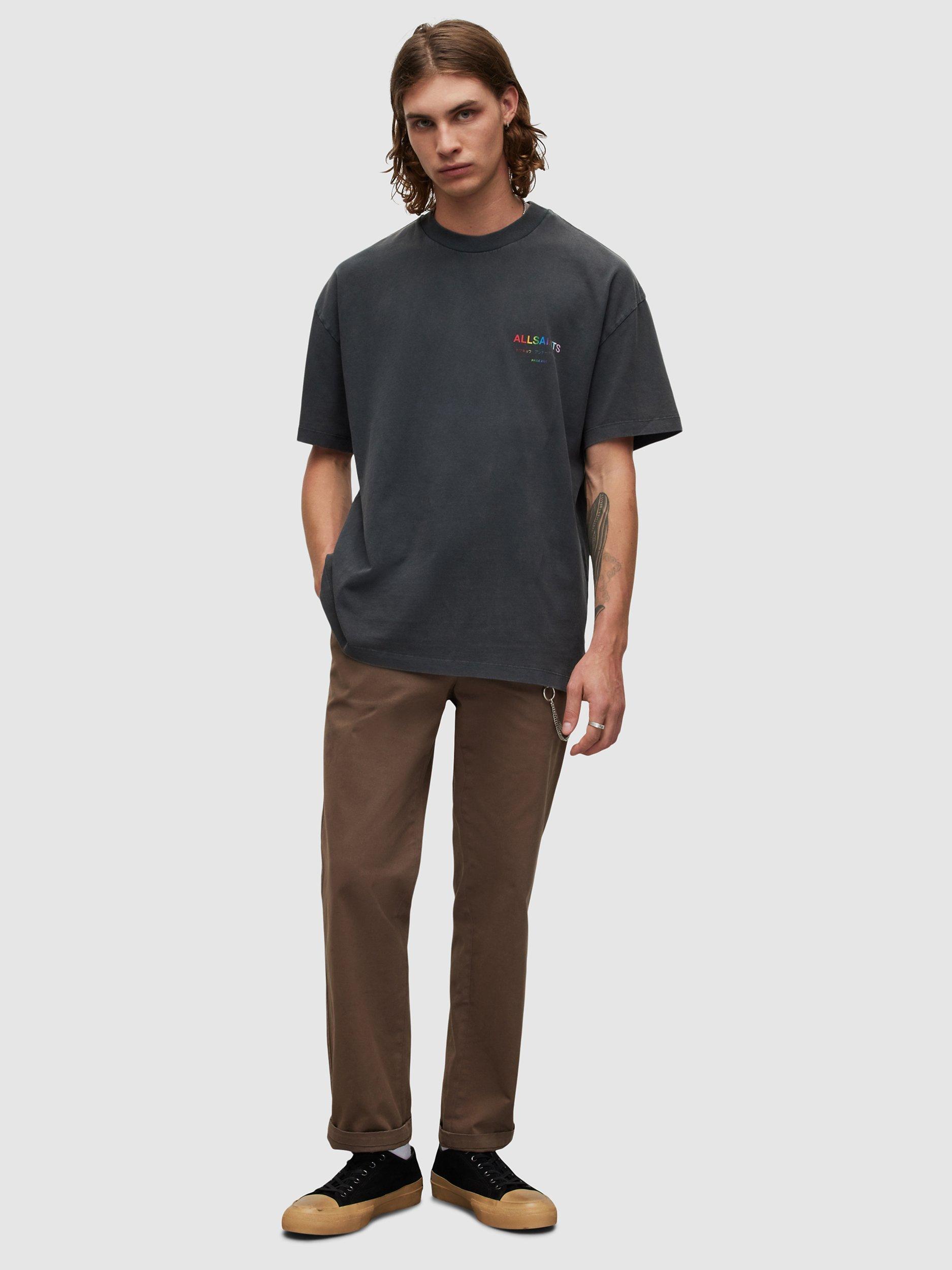 Product image 2 of 11, which shows AllSaints Underground Pride Crew Neck T-Shirt, Washed Black, L