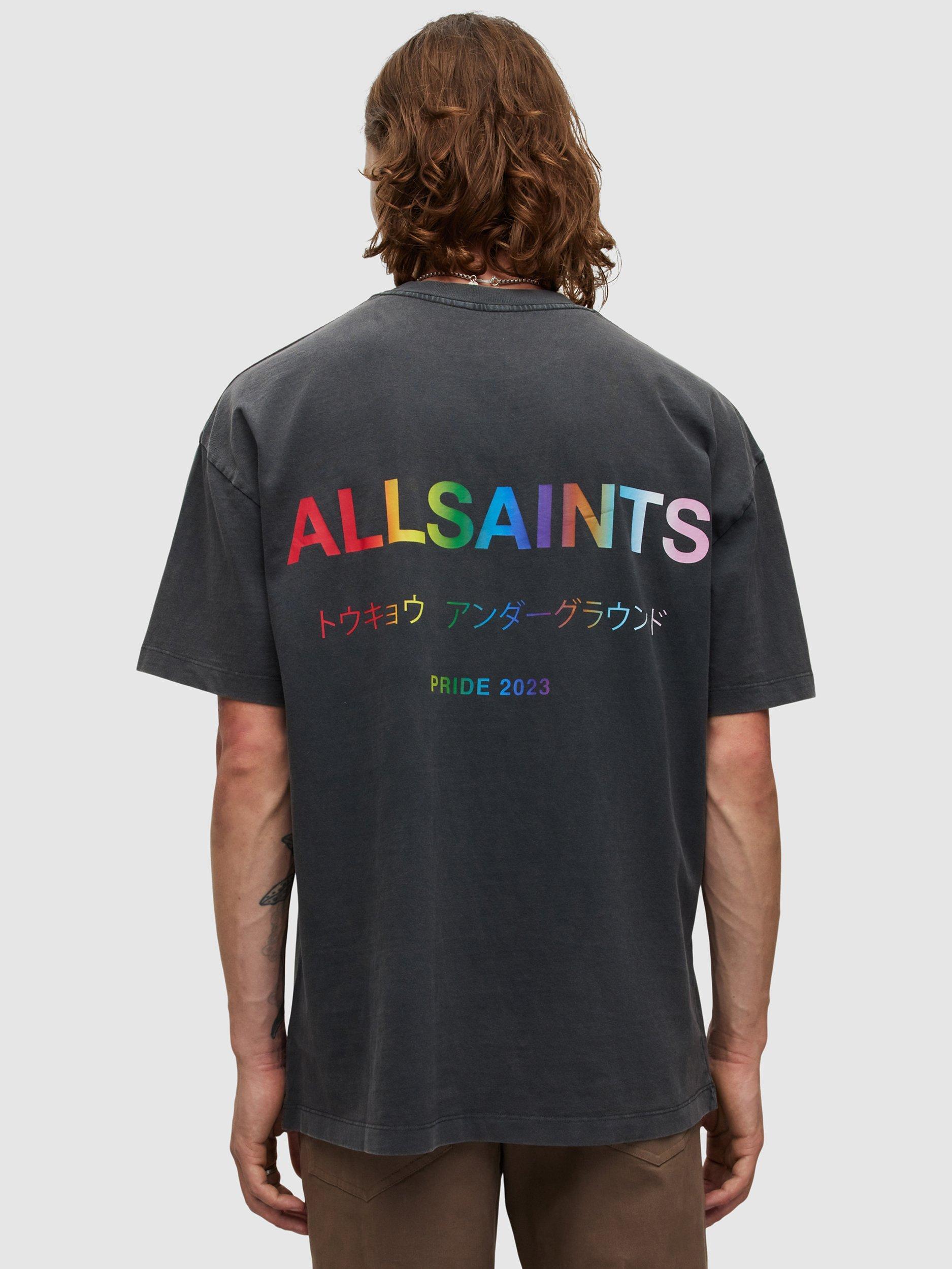 Product image 3 of 11, which shows AllSaints Underground Pride Crew Neck T-Shirt, Washed Black, L