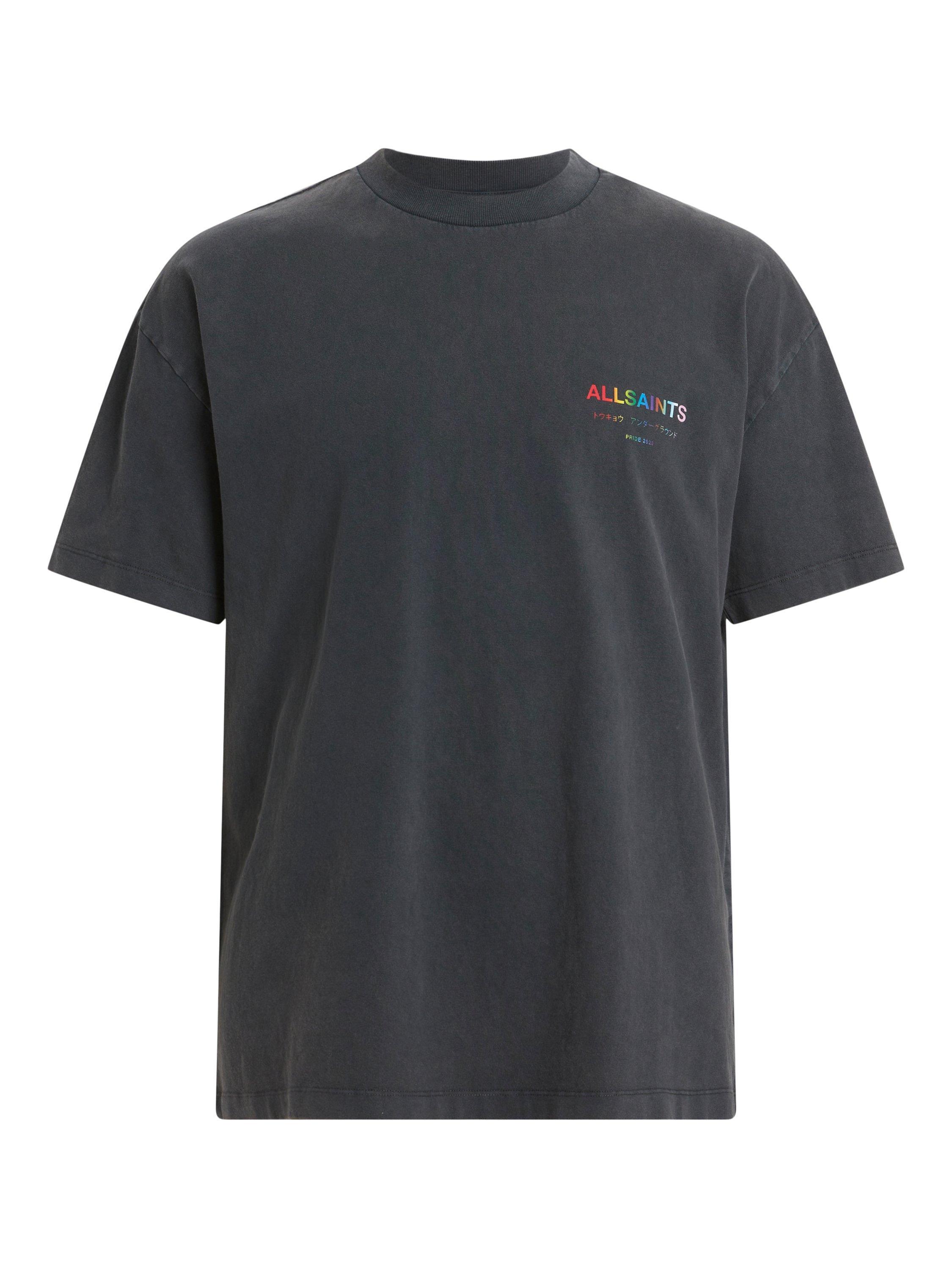 Product image 4 of 11, which shows AllSaints Underground Pride Crew Neck T-Shirt, Washed Black, L