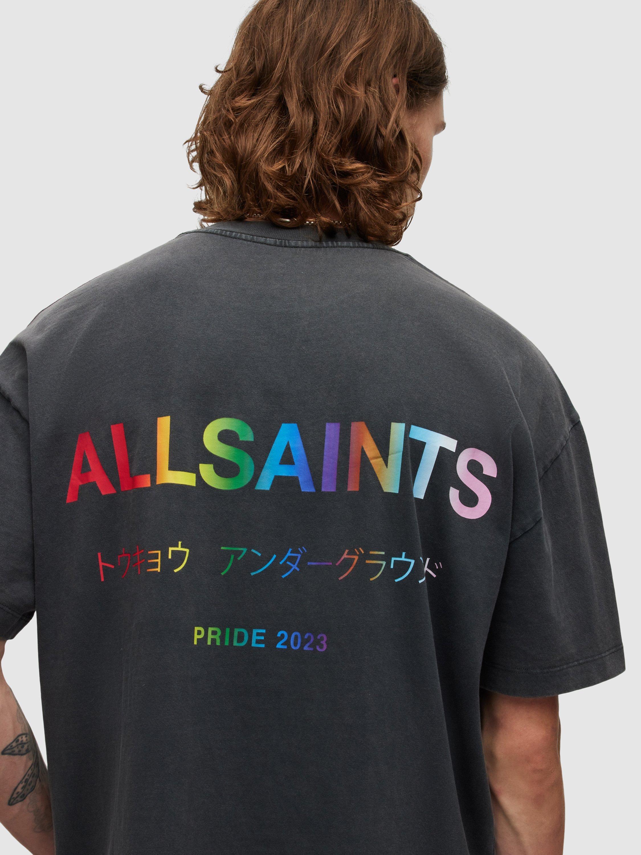 Product image 6 of 11, which shows AllSaints Underground Pride Crew Neck T-Shirt, Washed Black, L
