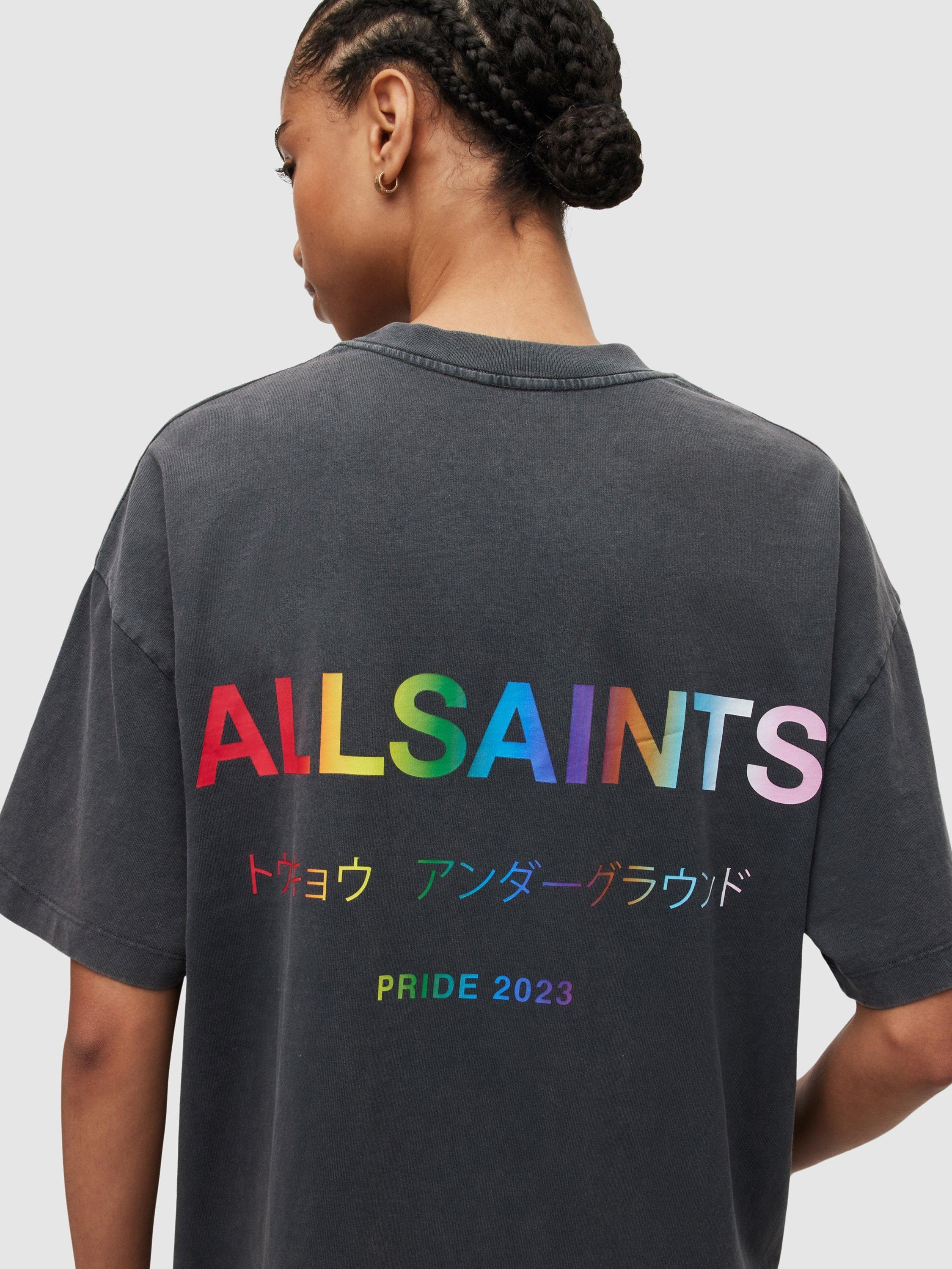 Product image 7 of 11, which shows AllSaints Underground Pride Crew Neck T-Shirt, Washed Black, L