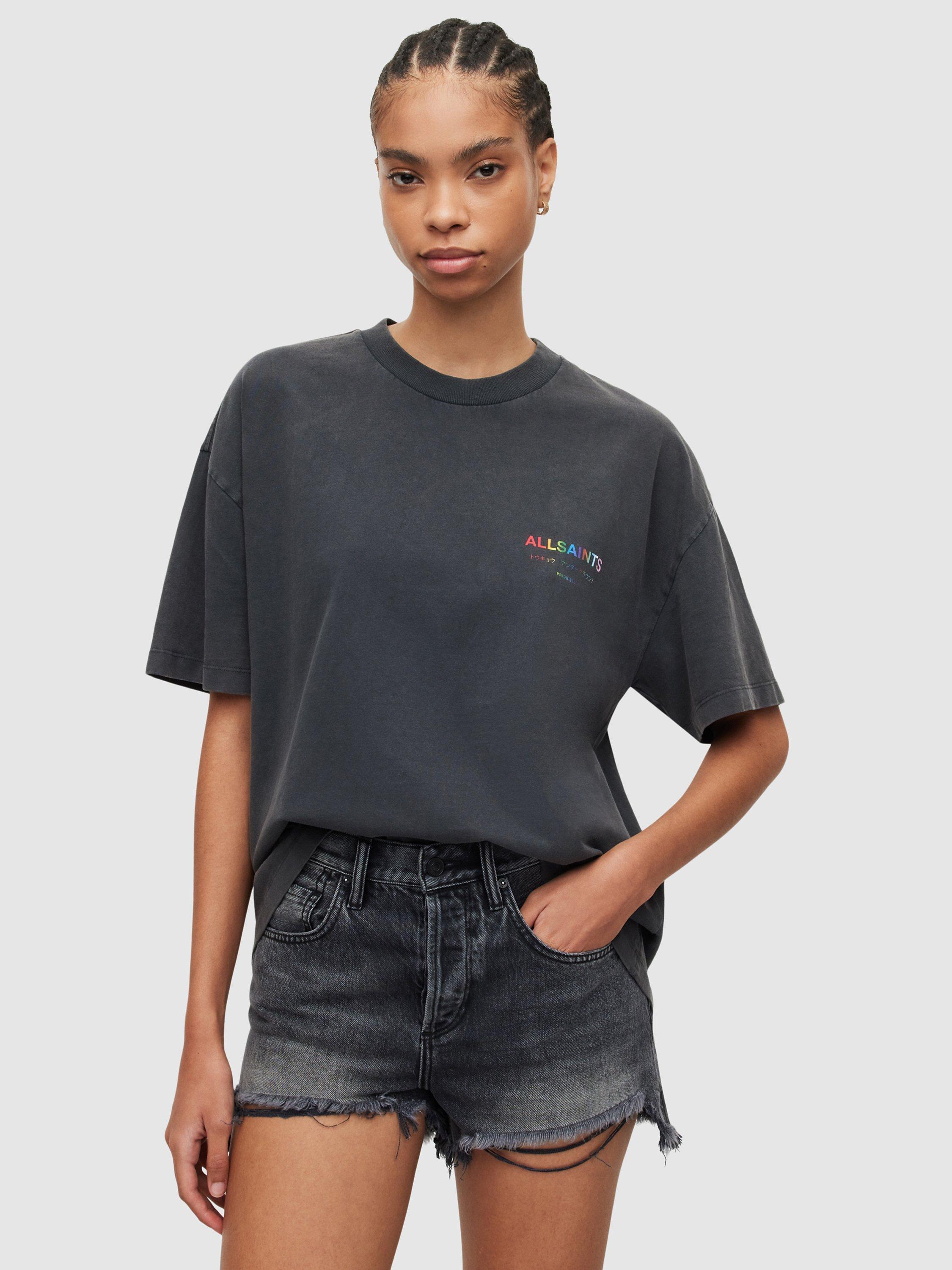 Product image 9 of 11, which shows AllSaints Underground Pride Crew Neck T-Shirt, Washed Black, L