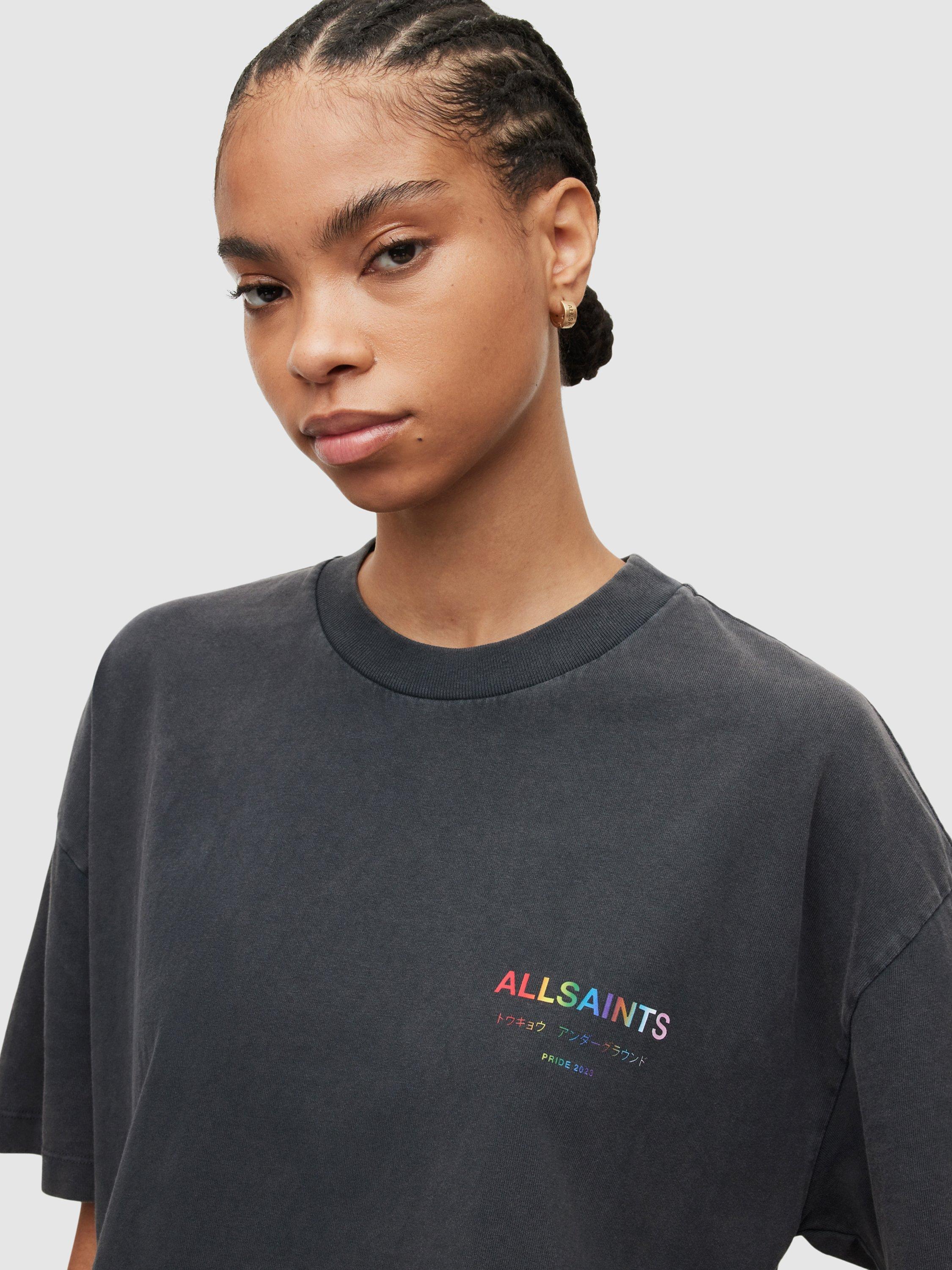 Product image 10 of 11, which shows AllSaints Underground Pride Crew Neck T-Shirt, Washed Black, L