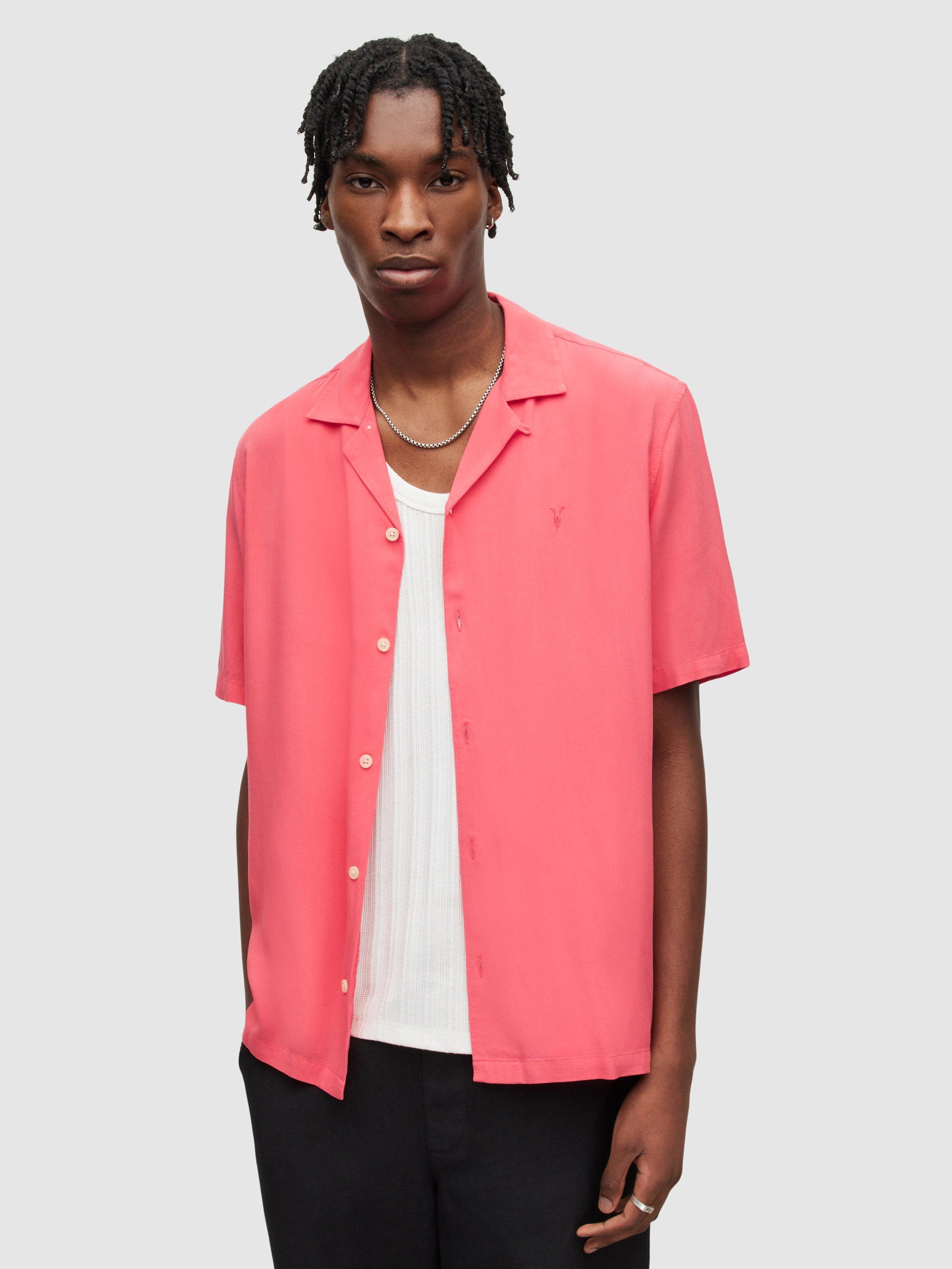 AllSaints Venice Short Sleeve Shirt, Hisbiscus Red