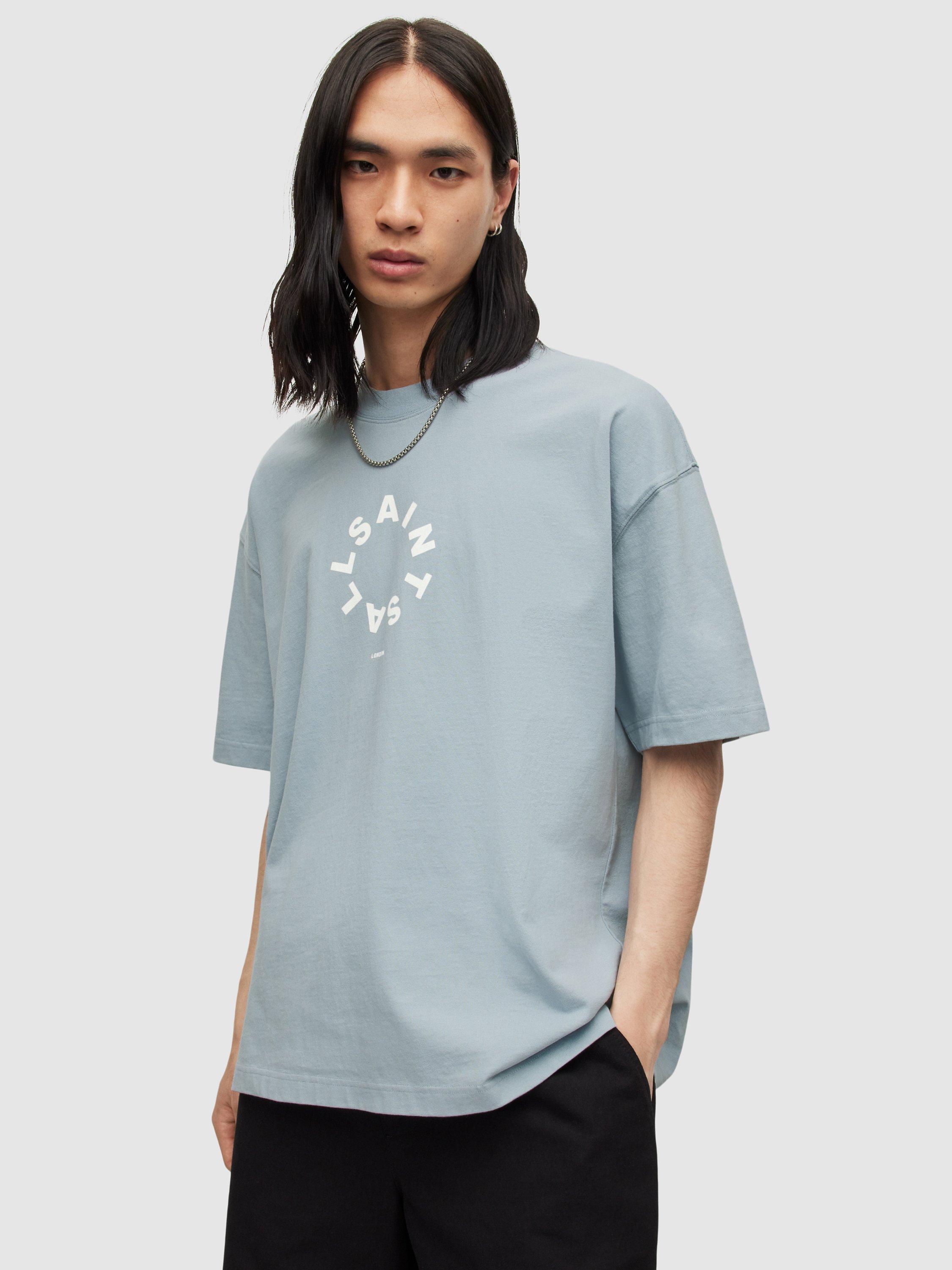 AllSaints Tierra Short Sleeve Crew T-Shirt, Cloudy Blue