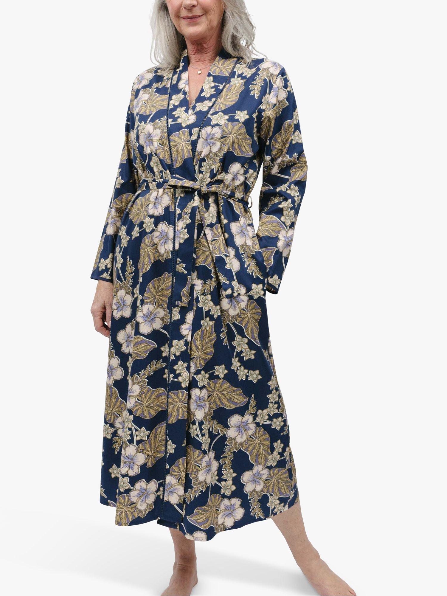 Product image 1 of 4, which shows Nora Rose by Cyberjammies Winnie Floral Dressing Gown, Blue, 8