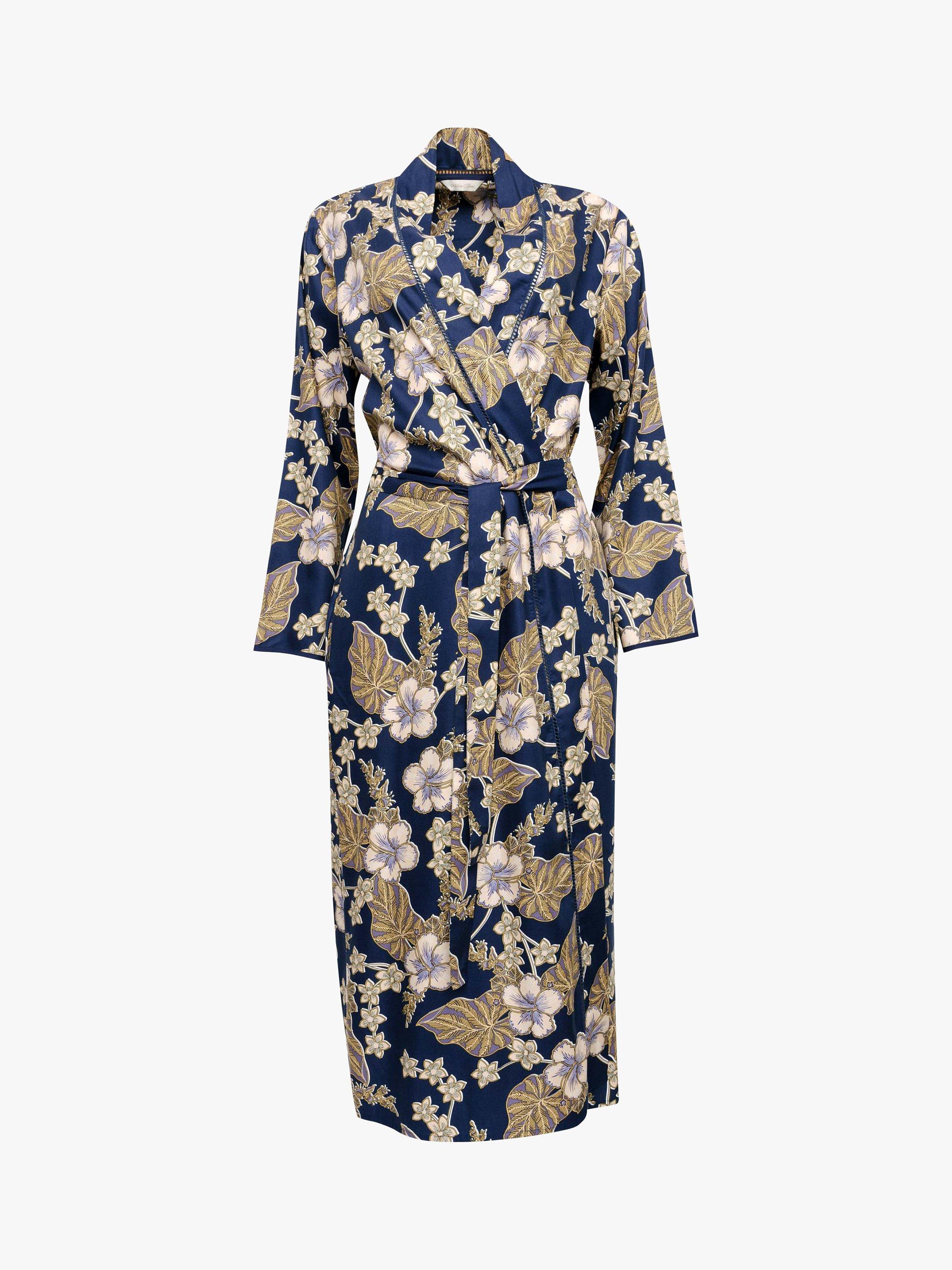 Product image 3 of 4, which shows Nora Rose by Cyberjammies Winnie Floral Dressing Gown, Blue, 8