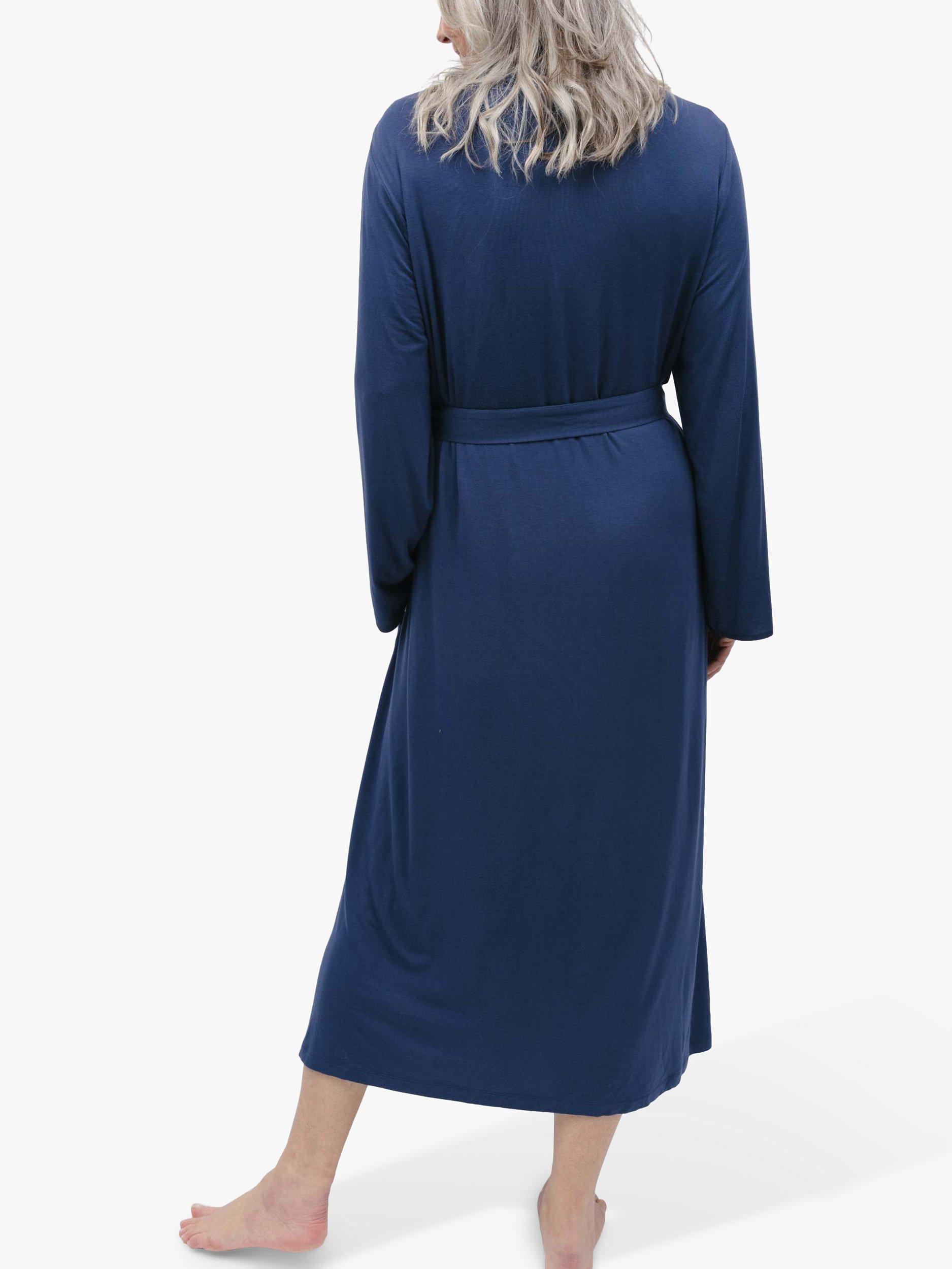 Product image 2 of 4, which shows Nora Rose by Cyberjammies Winnie Jersey Long Dressing Gown, Navy, 12
