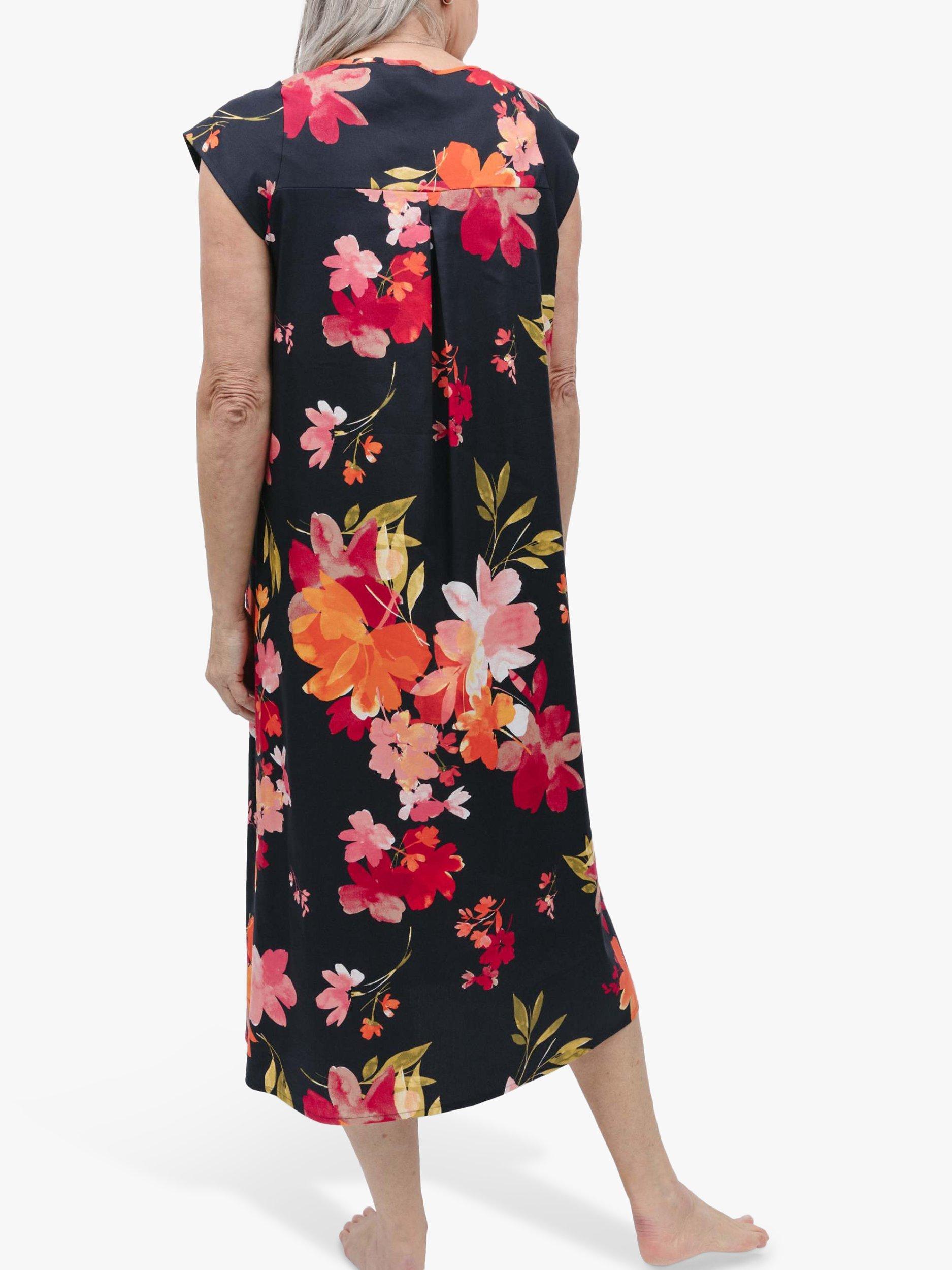 Product image 2 of 4, which shows Nora Rose by Cyberjammies Winnie Floral Print Long Nightdress, Black/Multi, 18