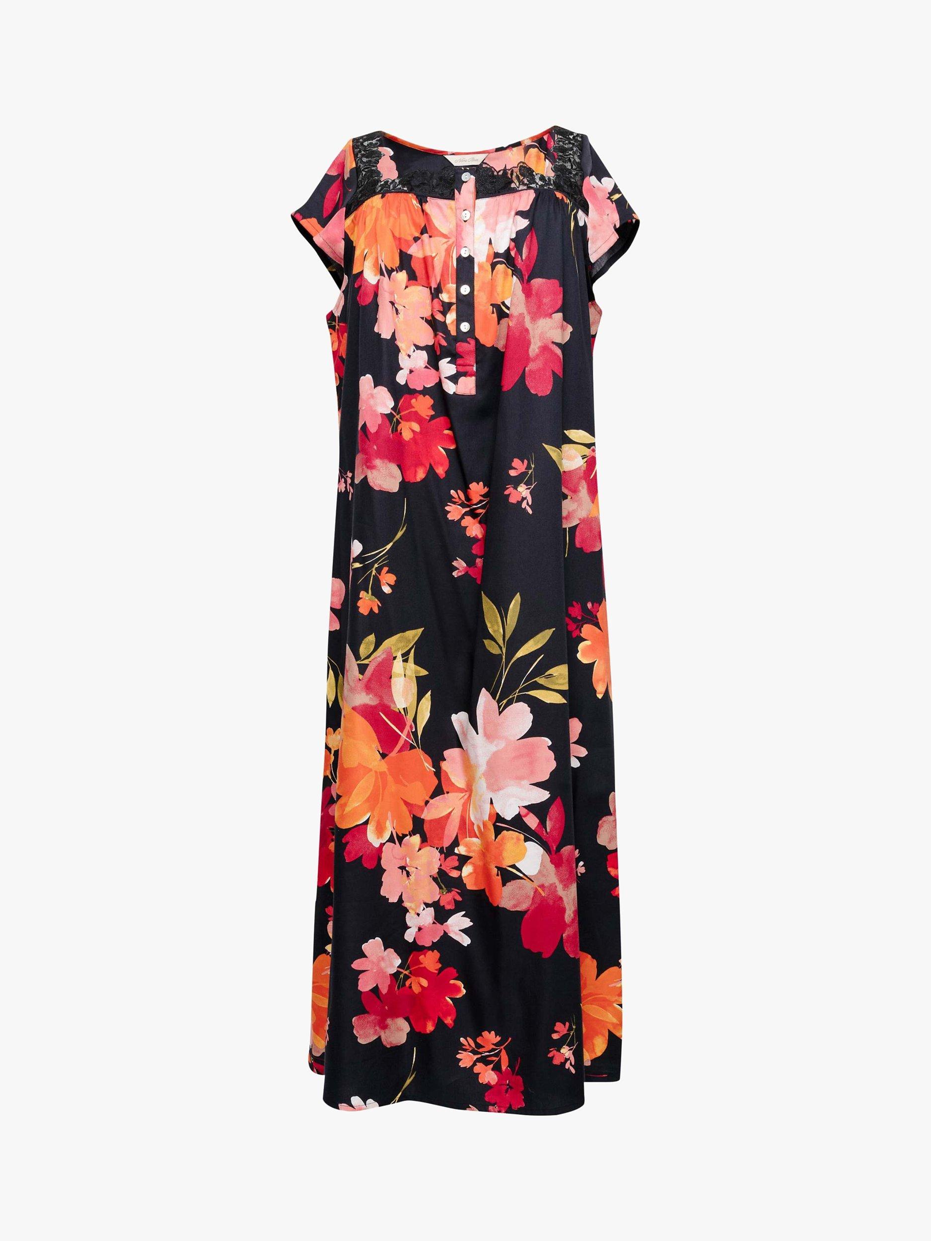 Product image 3 of 4, which shows Nora Rose by Cyberjammies Winnie Floral Print Long Nightdress, Black/Multi, 18