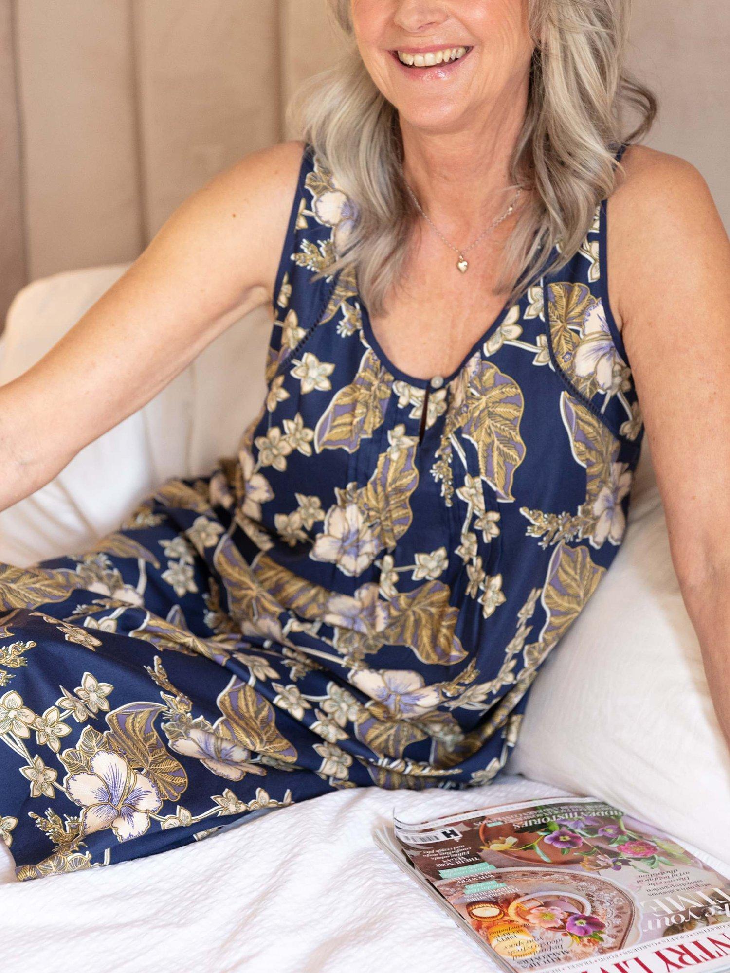 Product image 4 of 4, which shows Nora Rose by Cyberjammies Winnie Floral Print Nightdress, Navy/Multi, 8