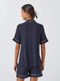 John Lewis Aria Shirt Shorty Pyjama Set - view 2, Navy