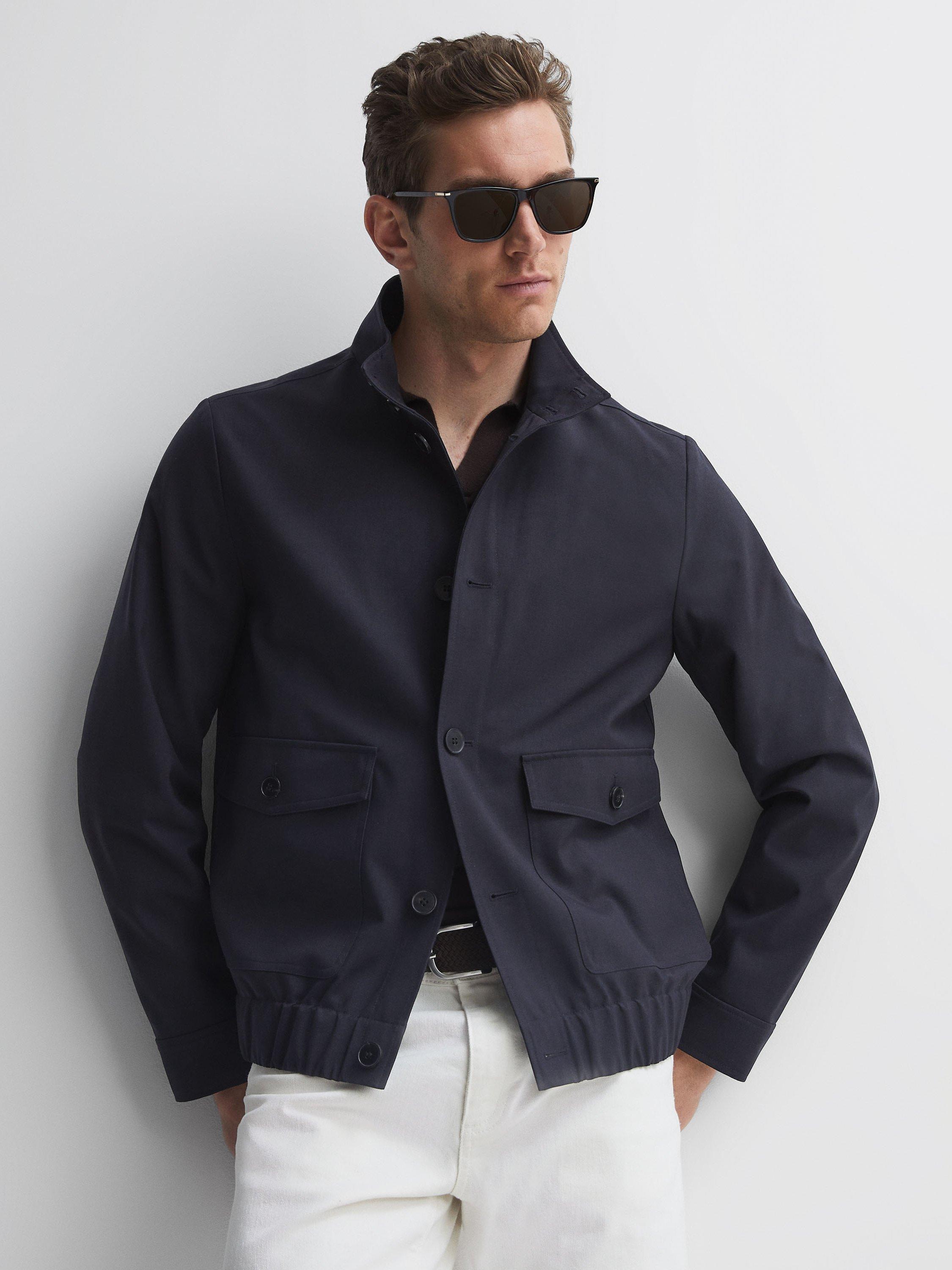 Reiss Ozark Button Up Jacket, Navy