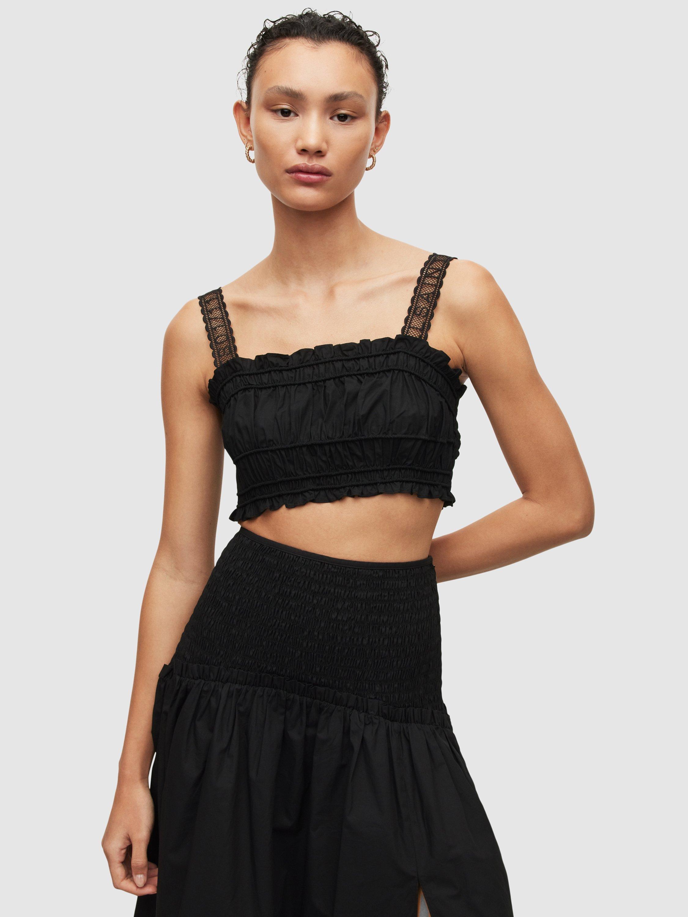 Product image 1 of 7, which shows AllSaints Alex Crop Top, Black, 6