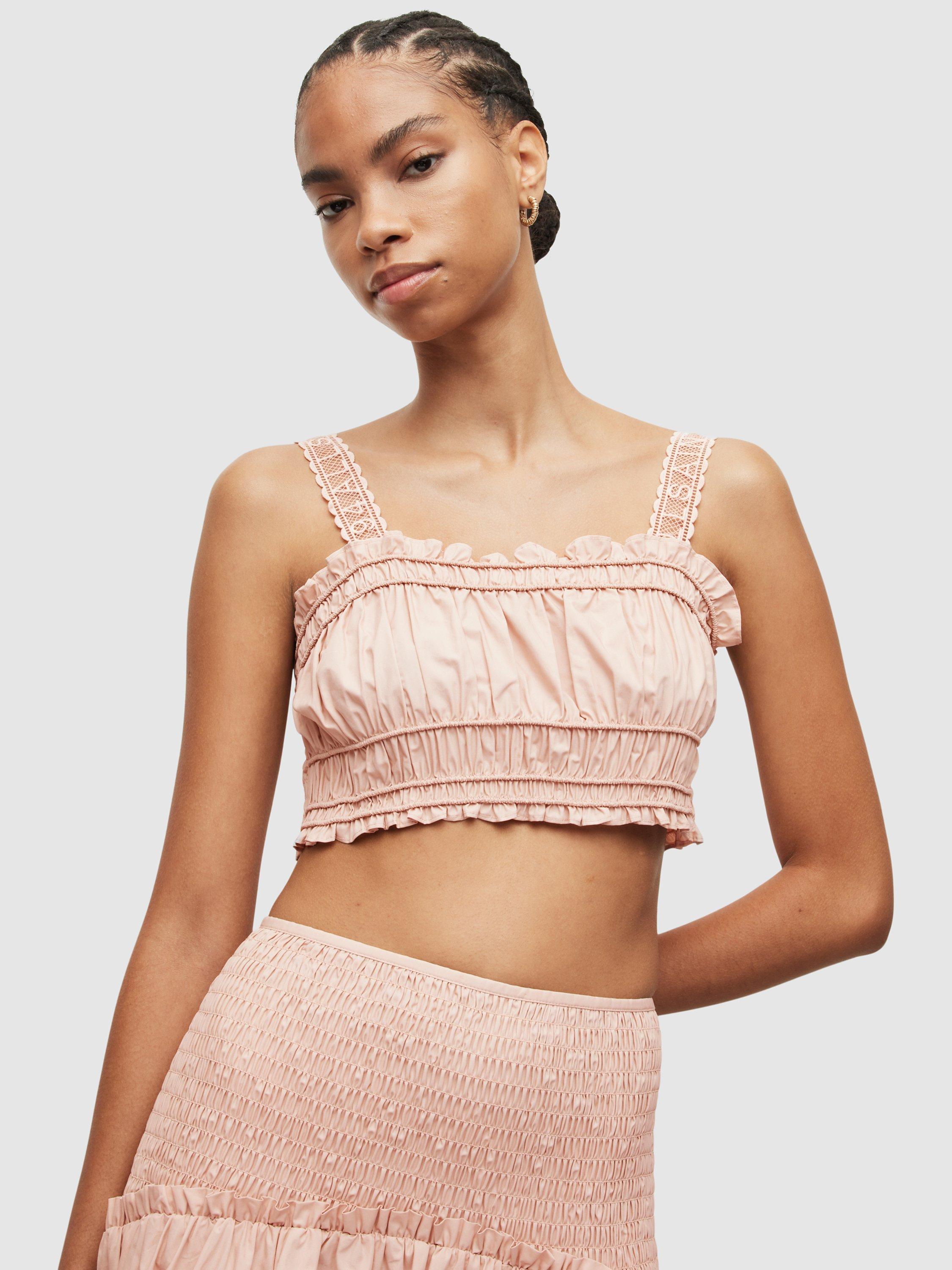 AllSaints Alex Crop Top, Soft Pink