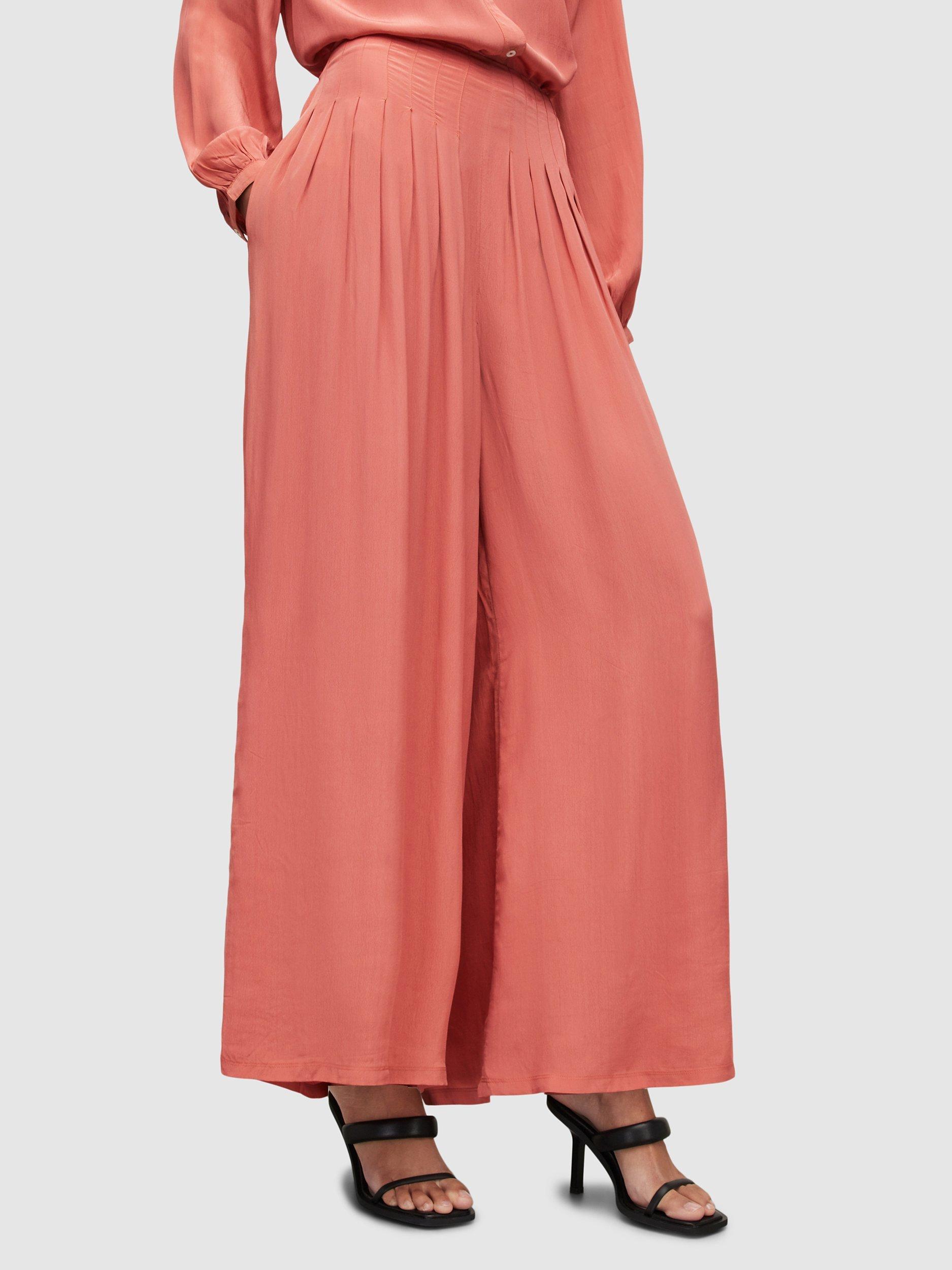 AllSaints Hezzy Wide Leg Trousers, Tainted Pink