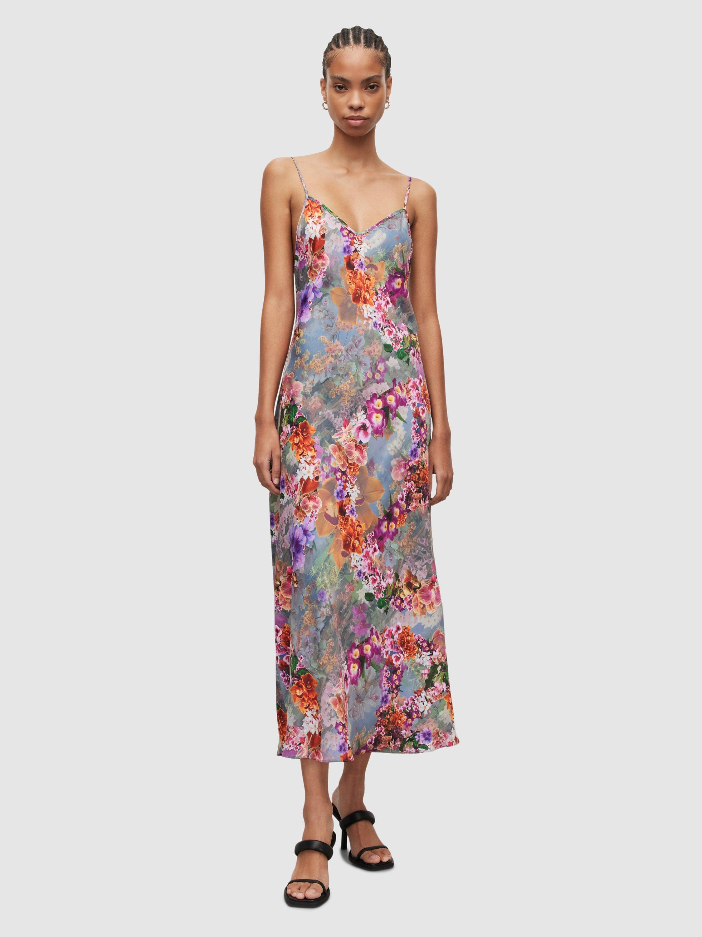 AllSaints Bryony Lucia Floral Slip Dress, Peace Pink