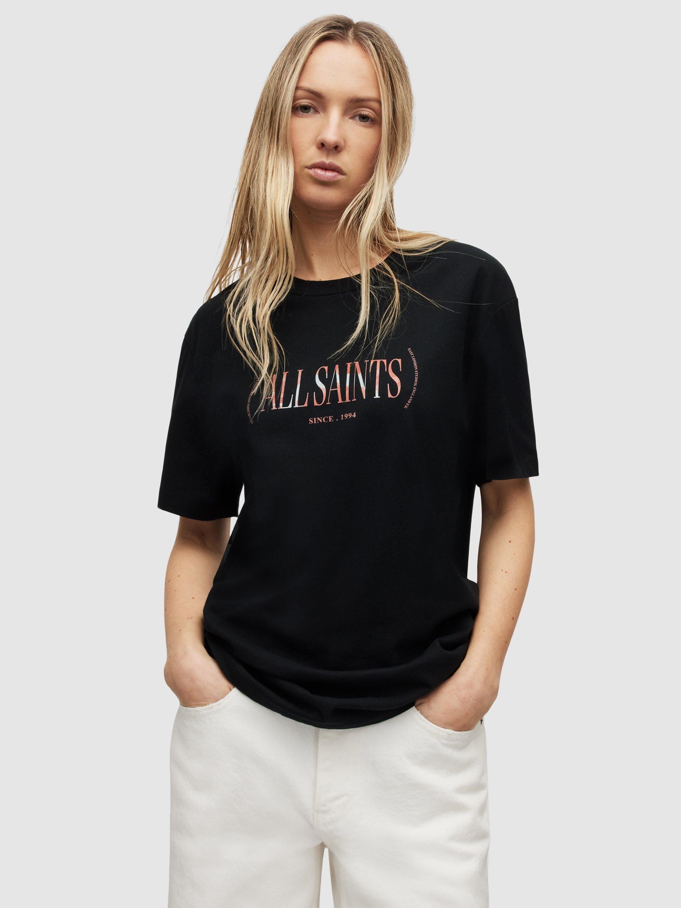 AllSaints Rila Logo Boyfriend T-Shirt, Black