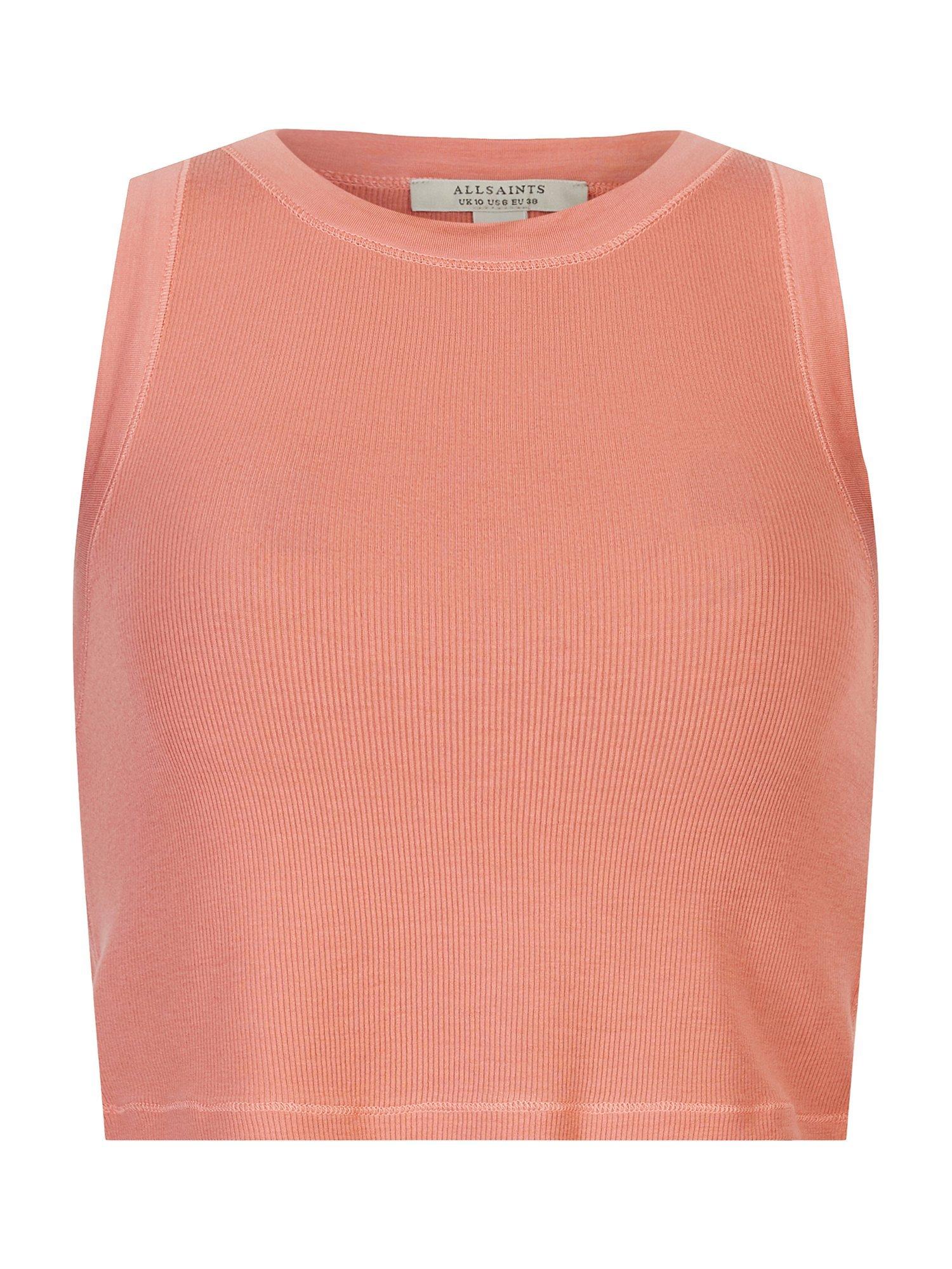 AllSaints Rina Cropped Tank Top, Tainted Pink, 4