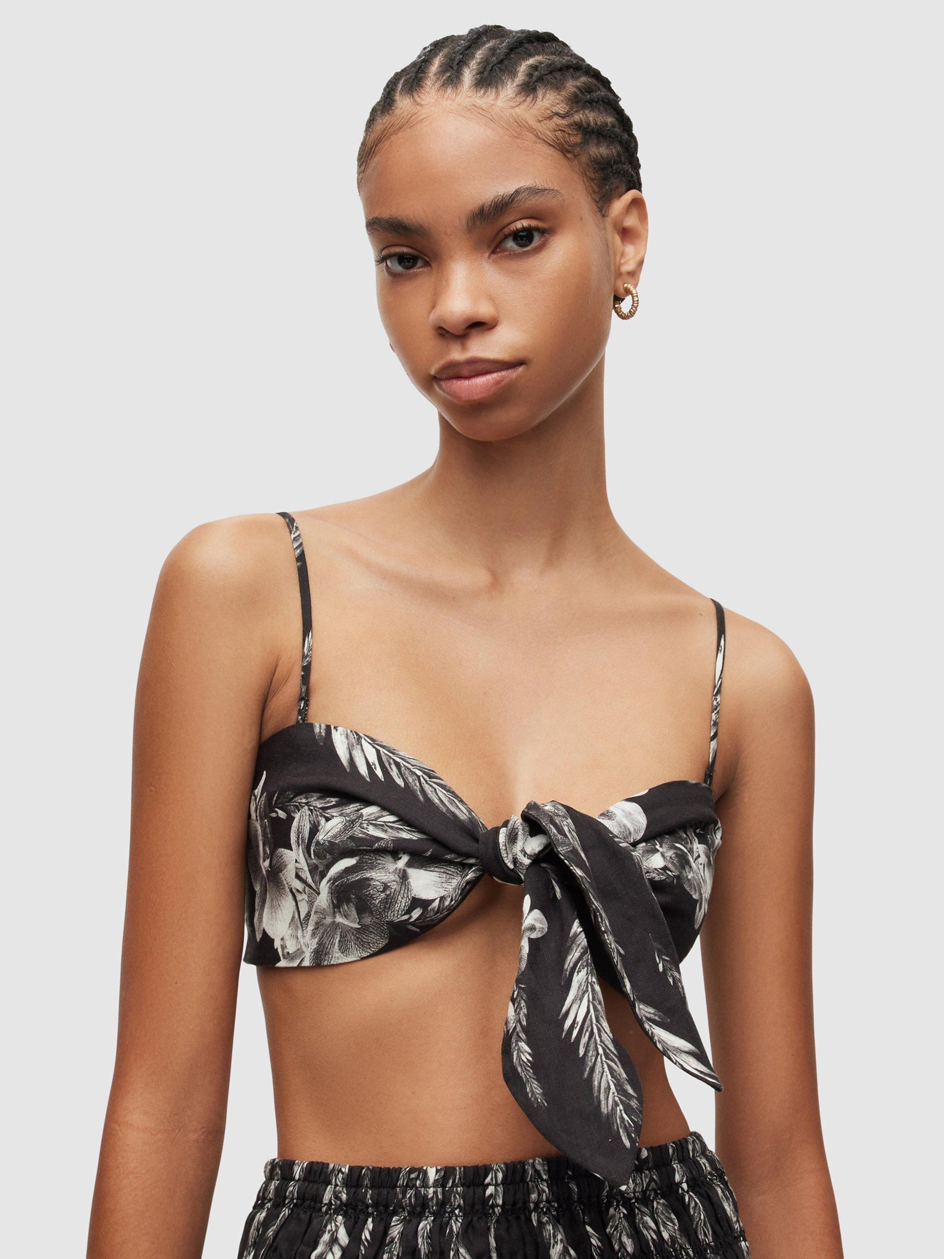 AllSaints Riah Mia Linen Bandeau Top, Black