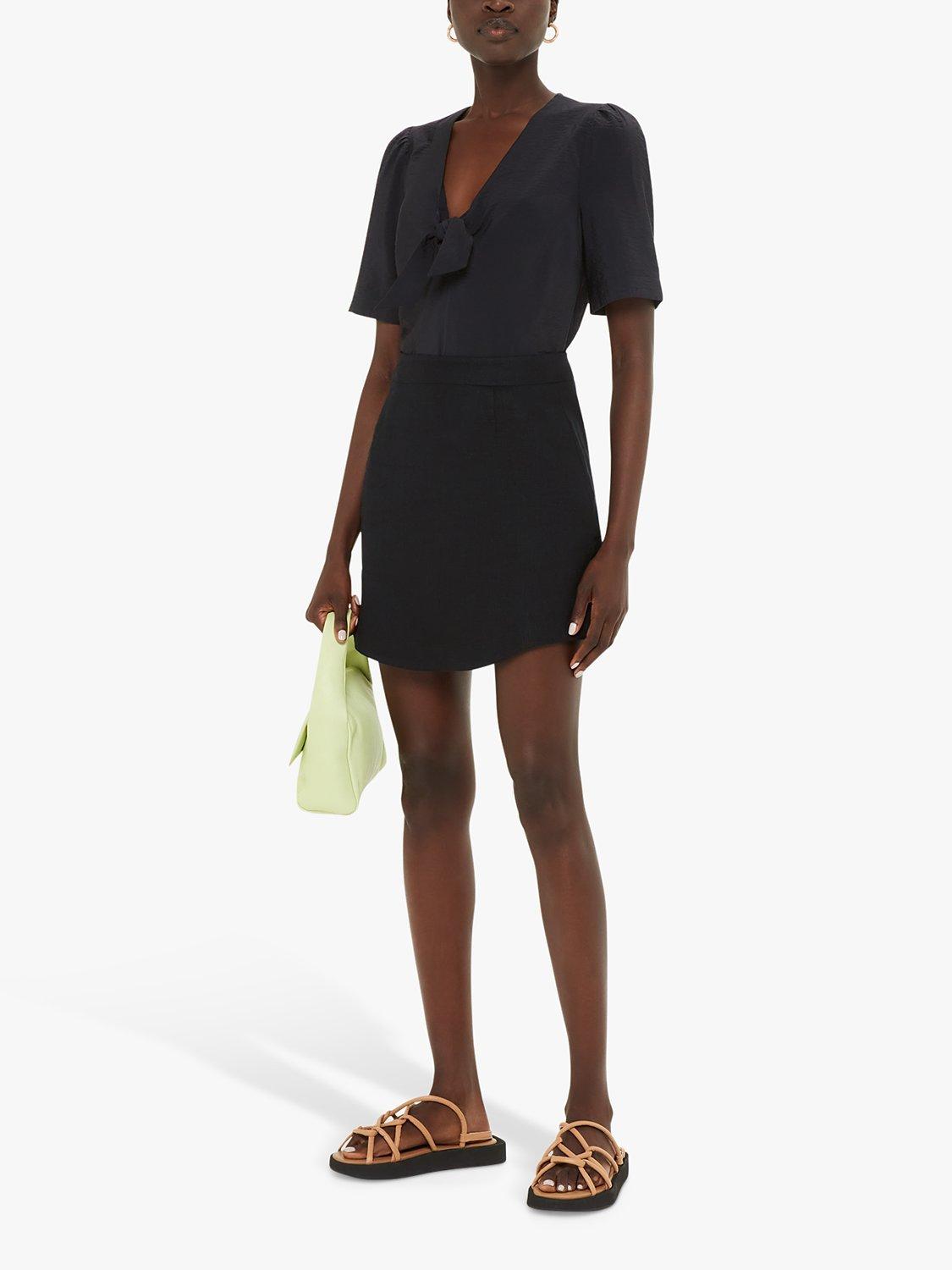 Whistles Nicola Bow Front Top, Black