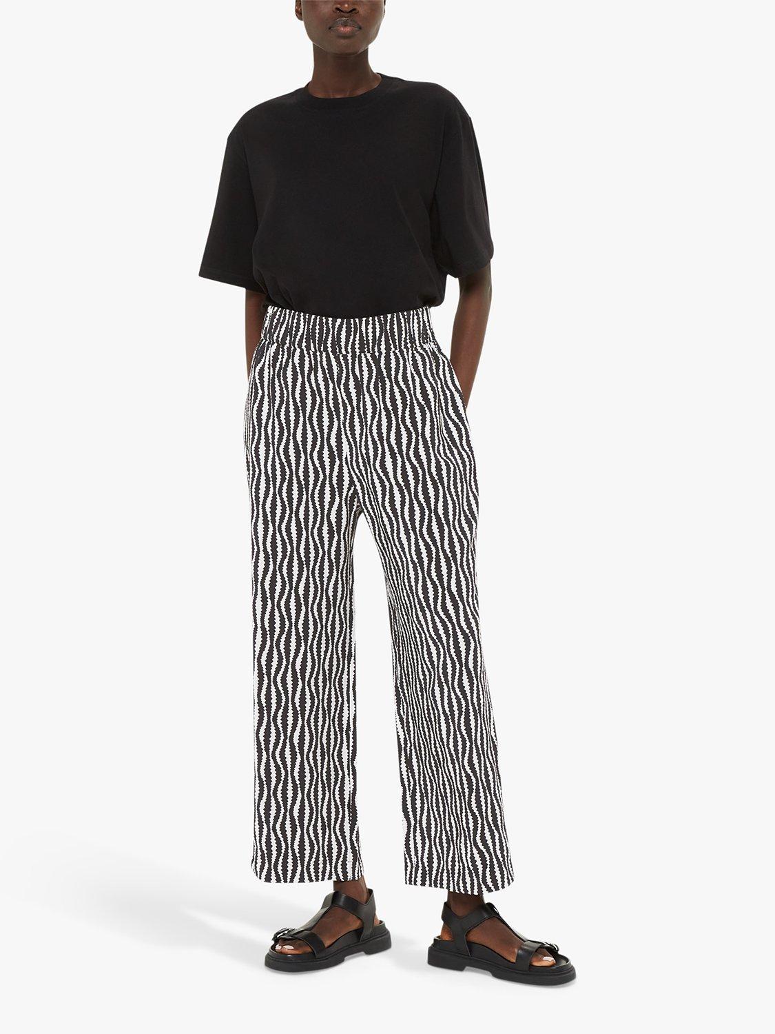Whistles Optical Rope Cropped Trousers, Black/White