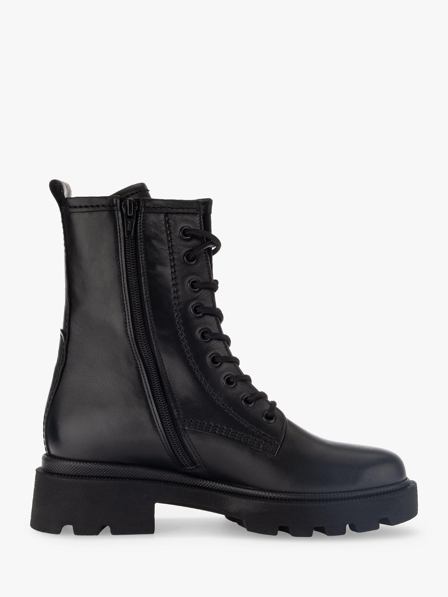 Gabor Pentax Wide Fit Leather Biker Boots, Black
