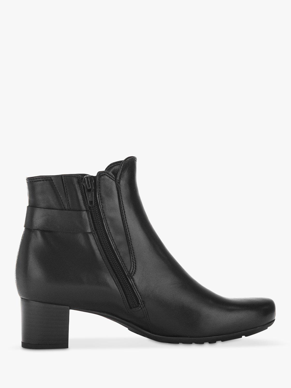 Gabor Hemp Wide Fit Block Heel Ankle Boots, Black