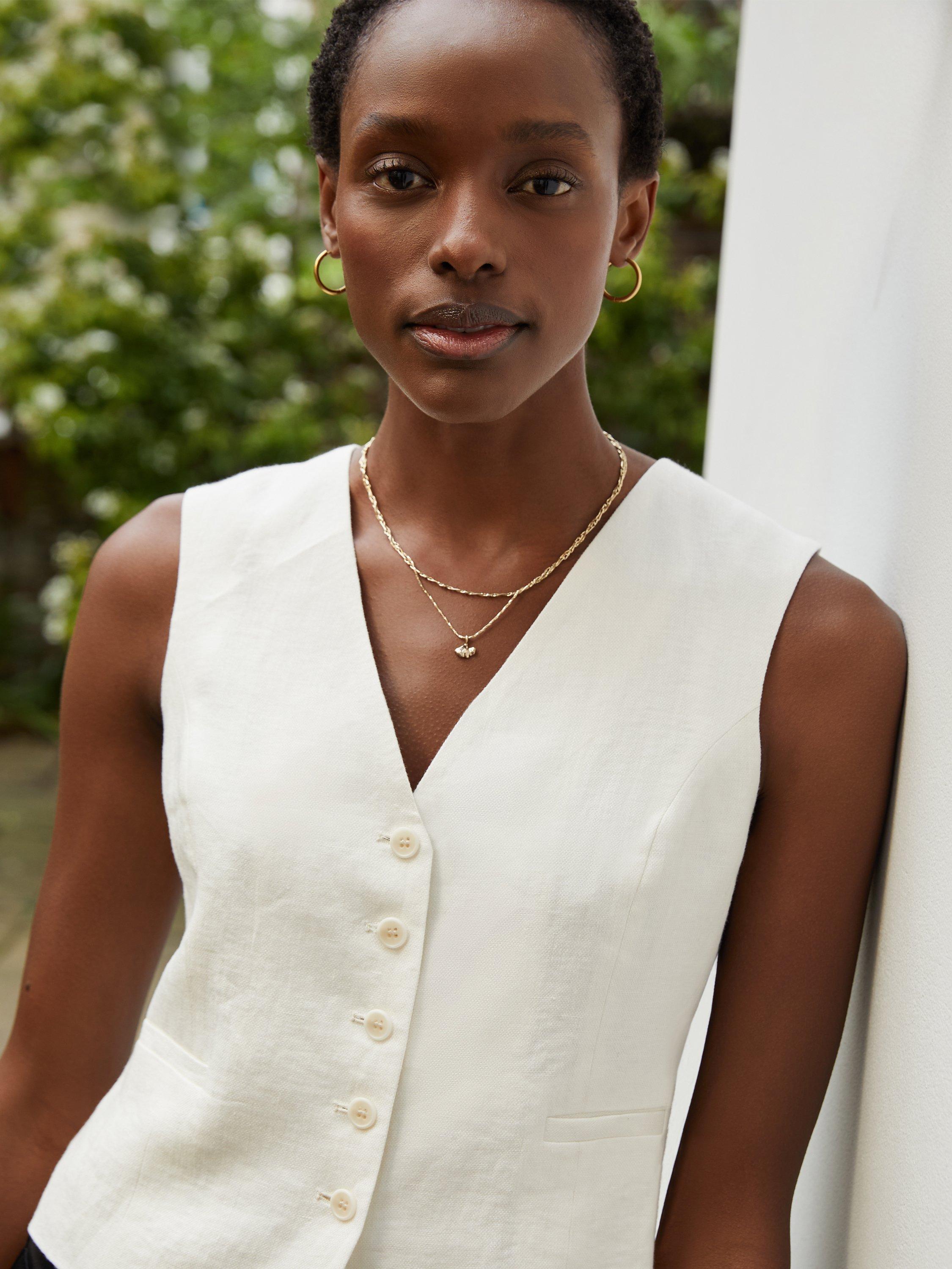 Baukjen Melanie Linen Waistcoat, Pure White