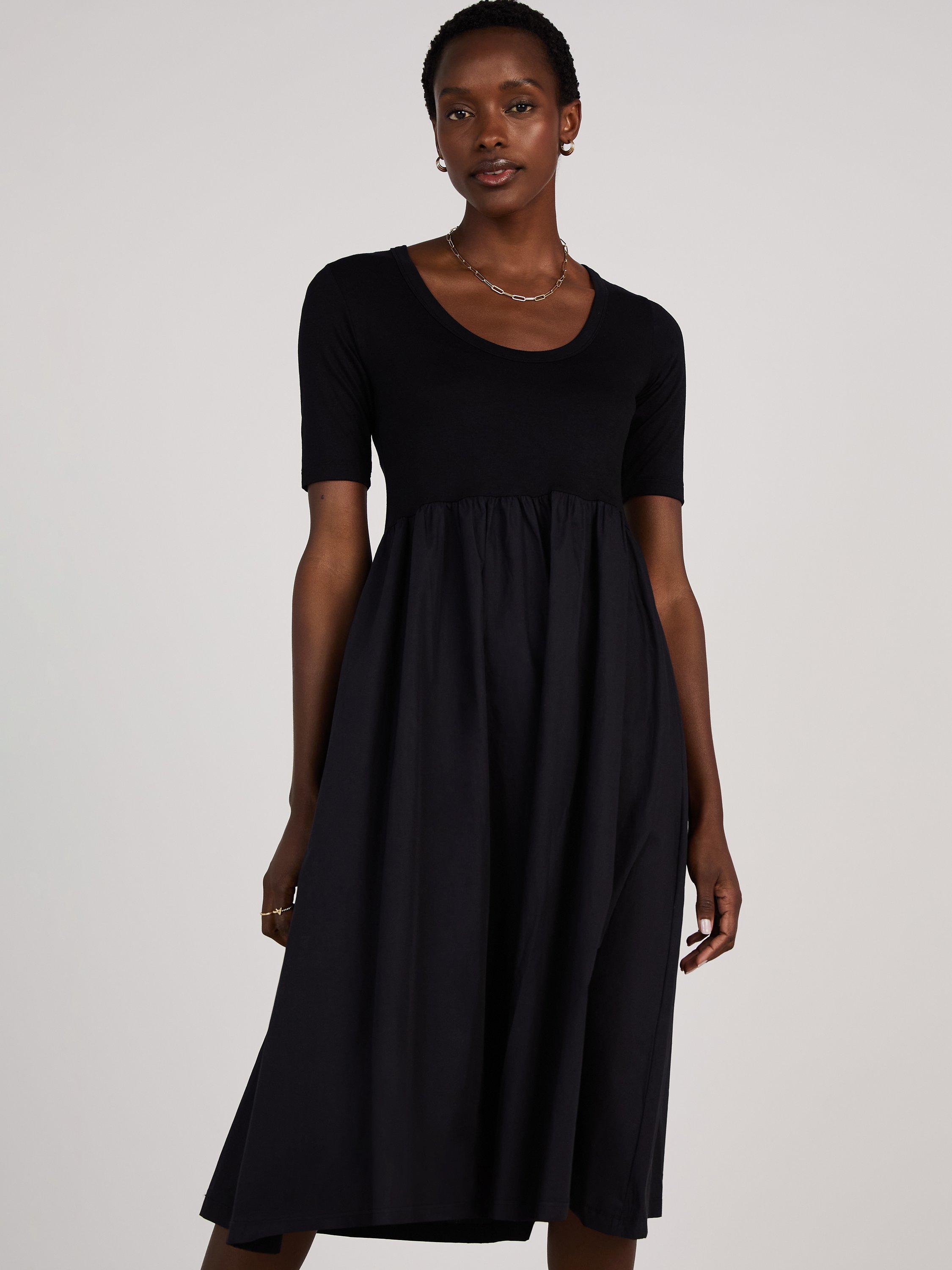 Baukjen Paula Mixed Material Dress, Caviar Black