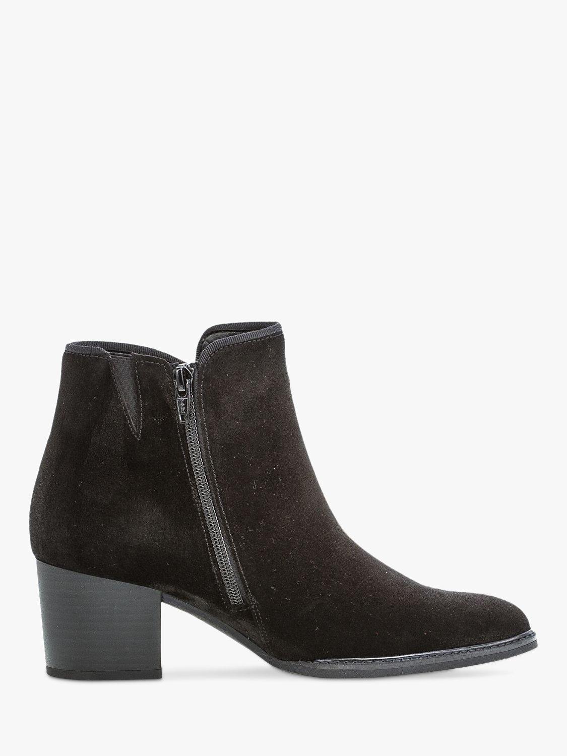 Gabor Robina Wide Fit Suede Western Ankle Boots, Black